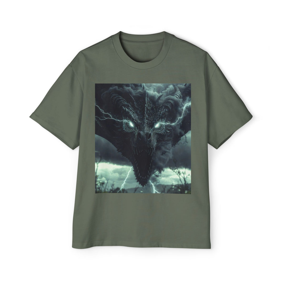 A Storm Dragon Graphic Tee — Dark Fantasy Oversized Men's T-Shirt