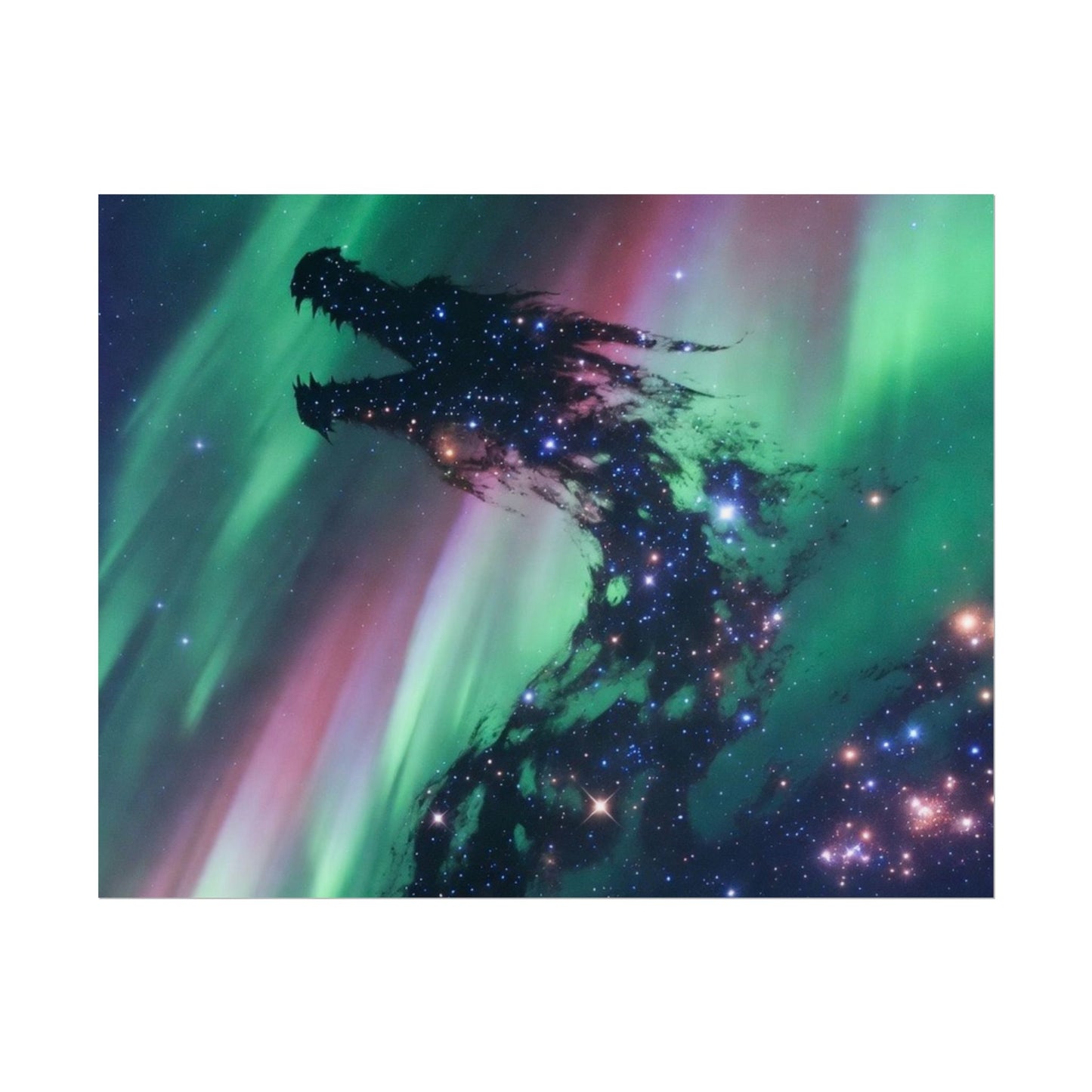 Aurora Dragon Poster — Cosmic Northern Lights Wall Art (Rolled Poster)