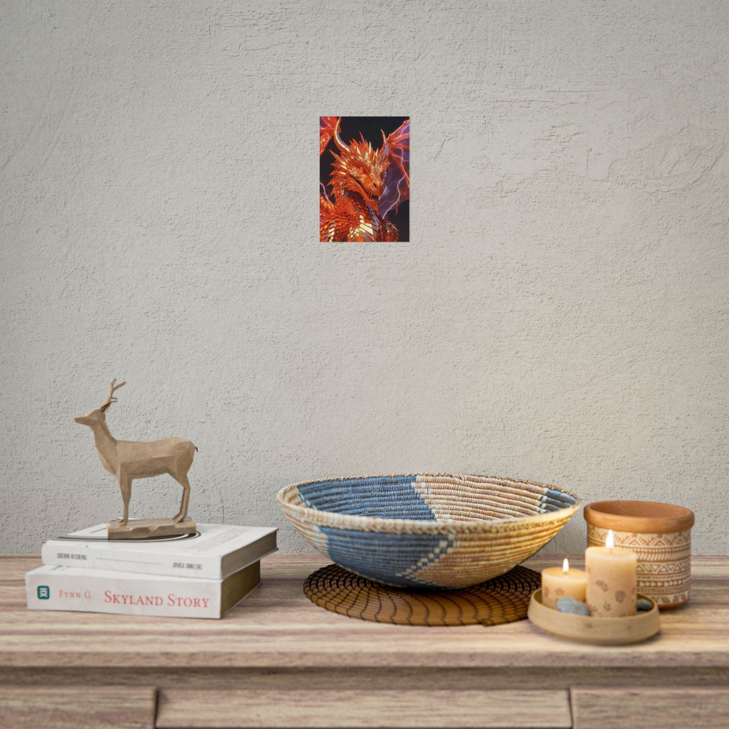 Orange Lightning Dragon Poster — Fantasy Wall Art for Gamers & Fans