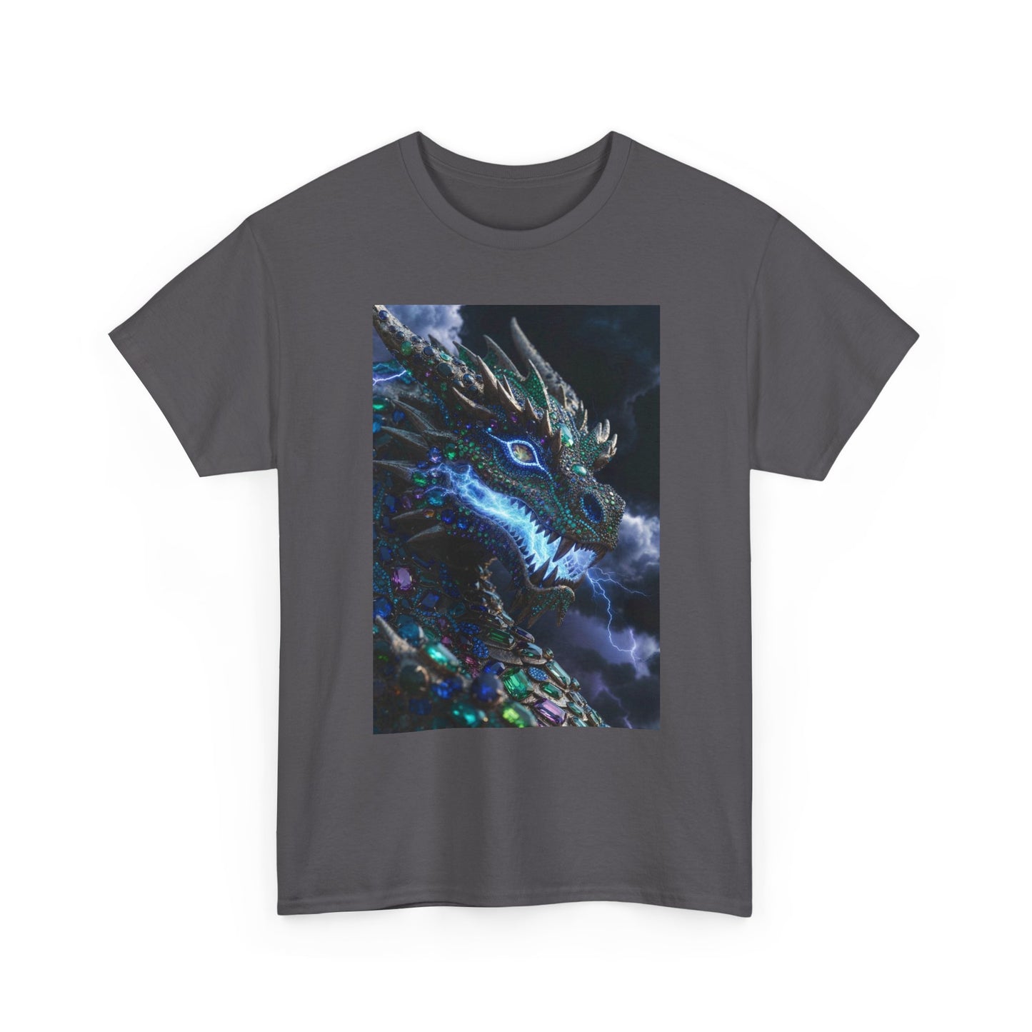 Dragon Portrait T‑Shirt — Neon Blue Fantasy Dragon Graphic Tee