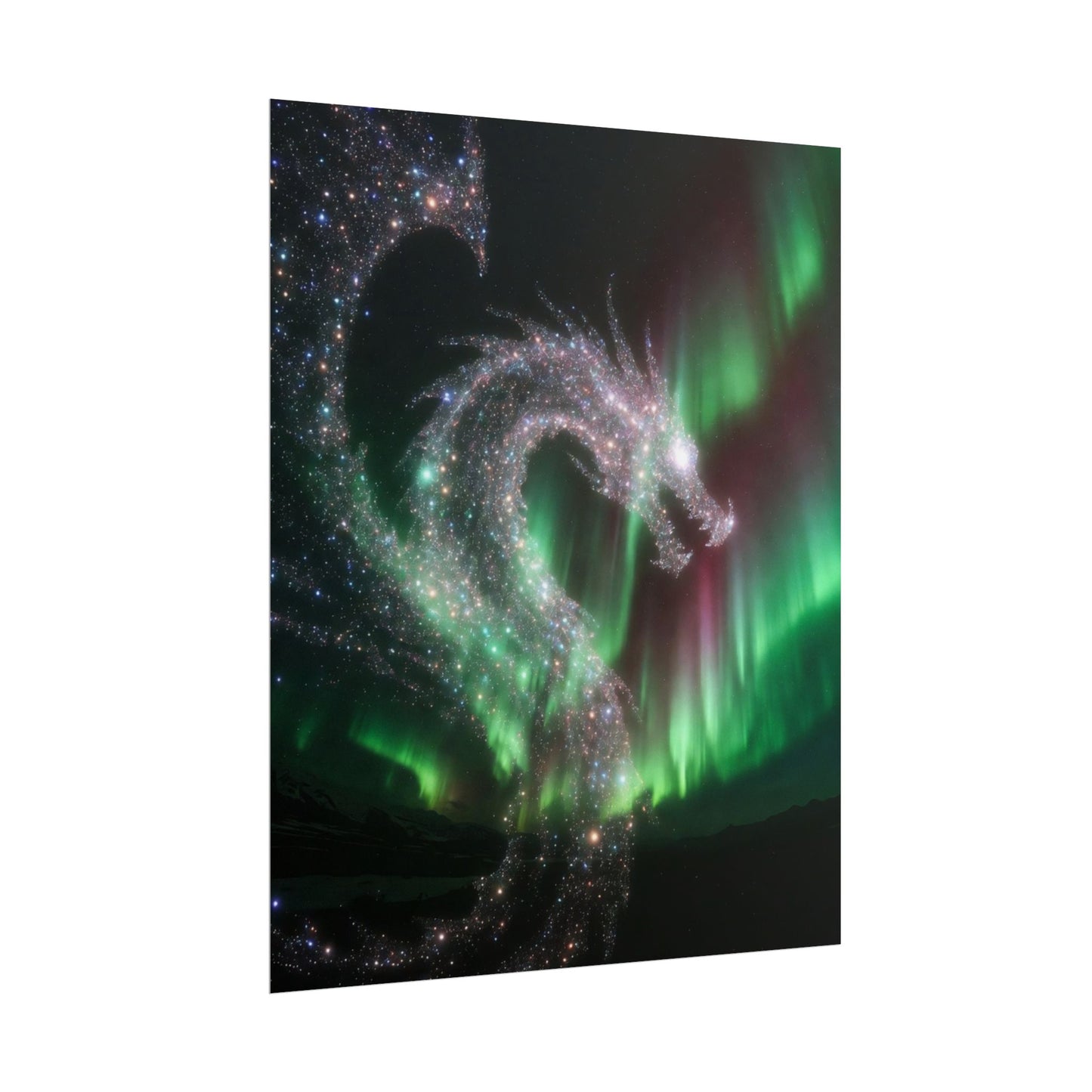 Aurora Dragon Poster — Northern Lights Fantasy Art Print
