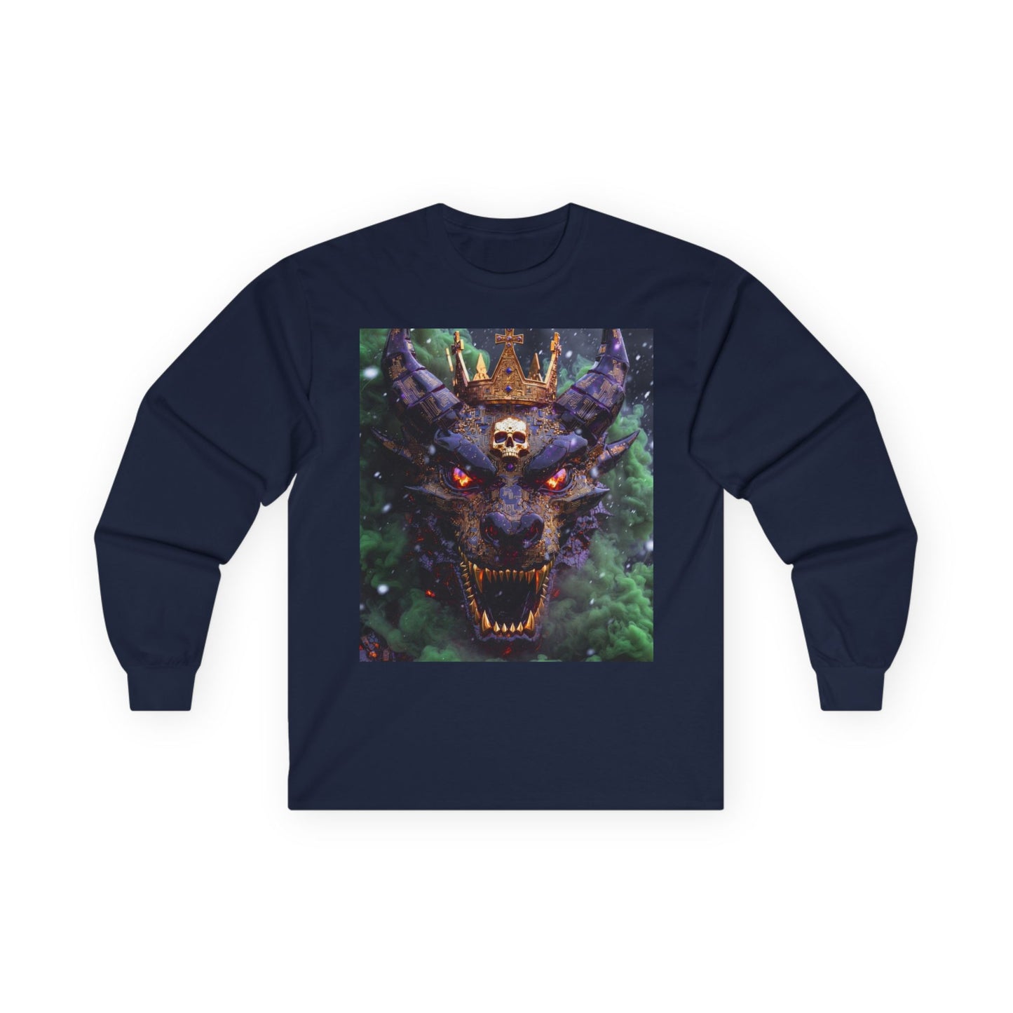 Dragon Demon Skull Long Sleeve Tee — Gothic Fantasy Graphic Shirt