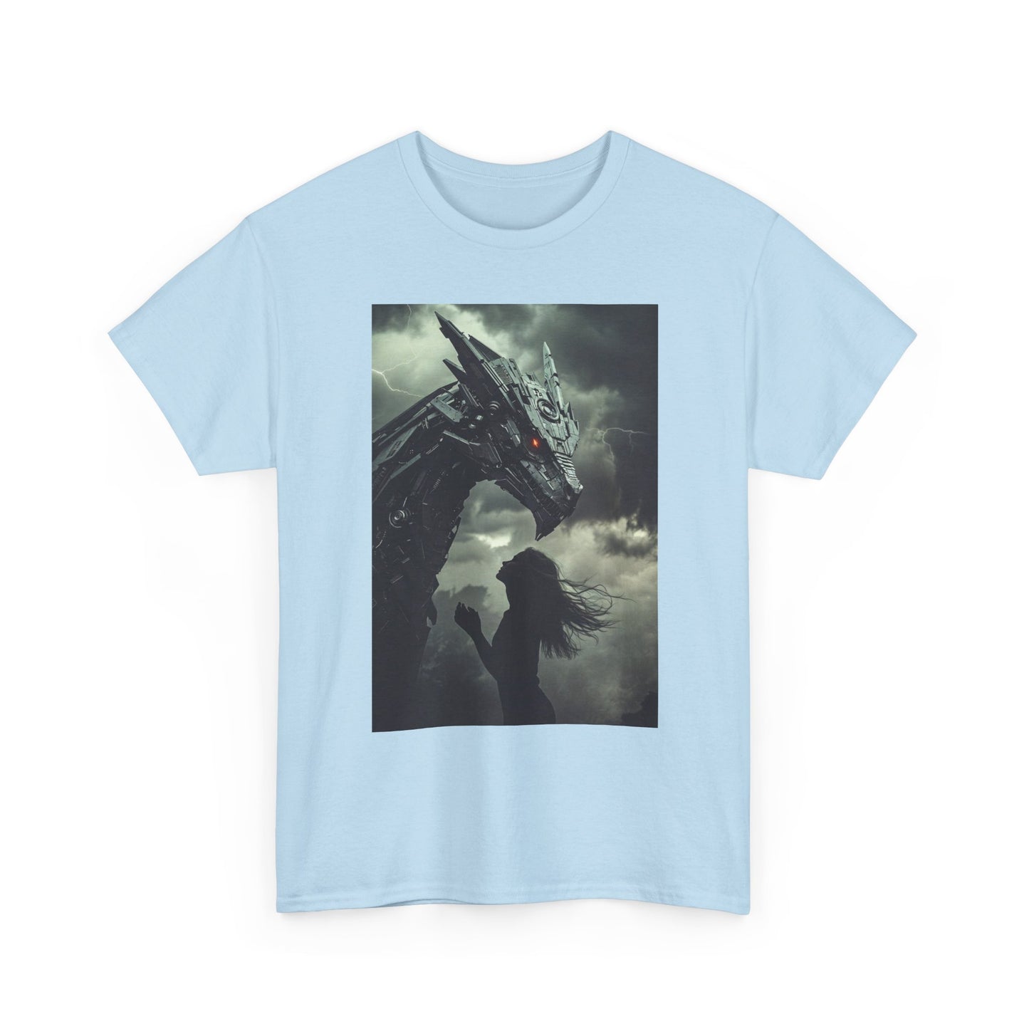 Dragon & Girl Fantasy T-Shirt — Dark Mythical Art Tee