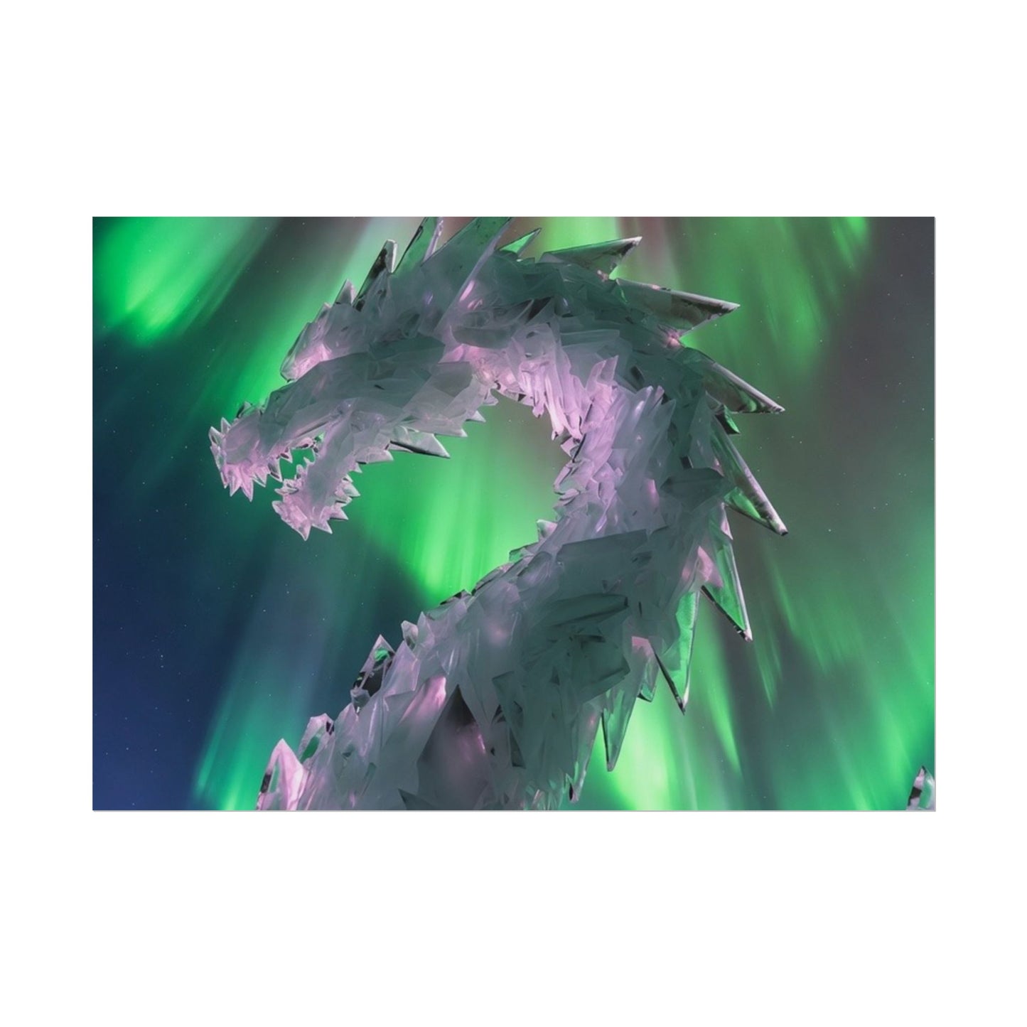 Aurora Ice Dragon Poster — Fantasy Wall Art Rolled Poster