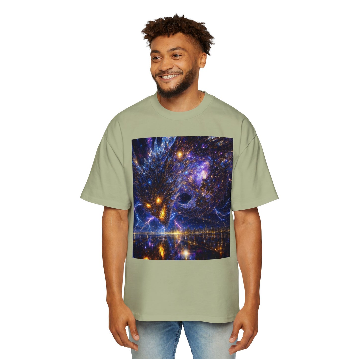 Men's Oversized Cosmic Art Tee - Unique Space Graphic T-Shirt for Casual Wear, Sci-Fi Lovers, Gift for Birthdays, Festivals, Art Enthusiasts