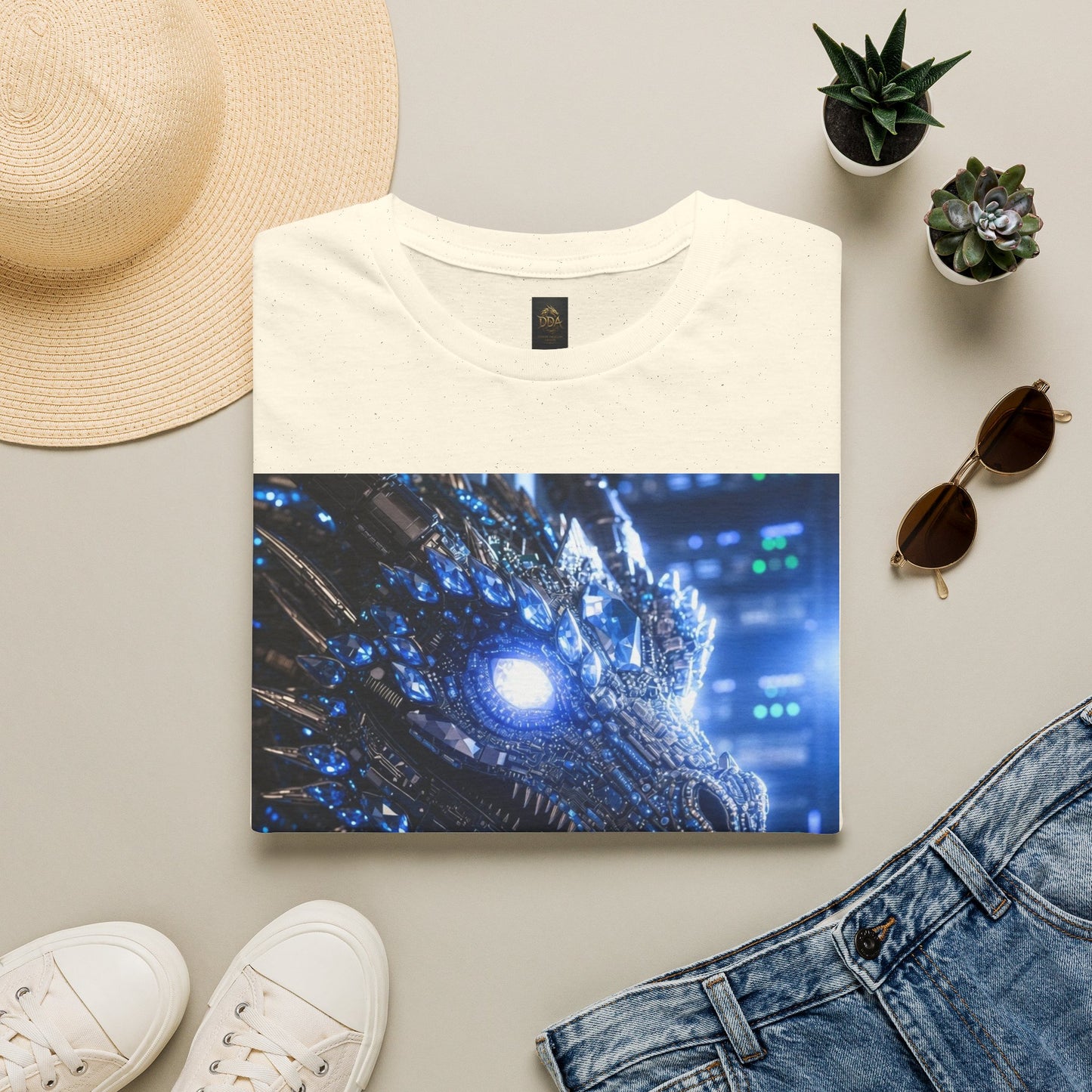 A Cyber Dragon Graphic T-Shirt — Futuristic Neon Dragon Design
