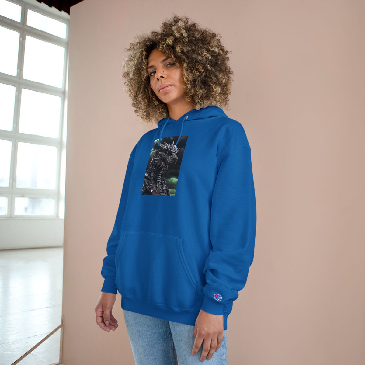A Champion Hoodie with Artistic Dragon Design - Cozy Streetwear for Creative Souls, Perfect for Gifts, Festivals, and Everyday Wear