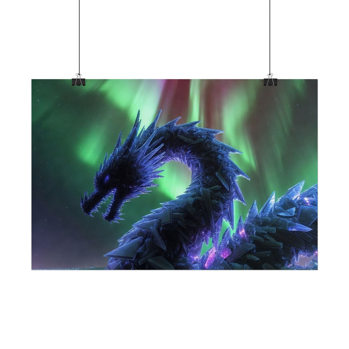 Aurora Crystal Dragon Poster — Fantasy Wall Art Print