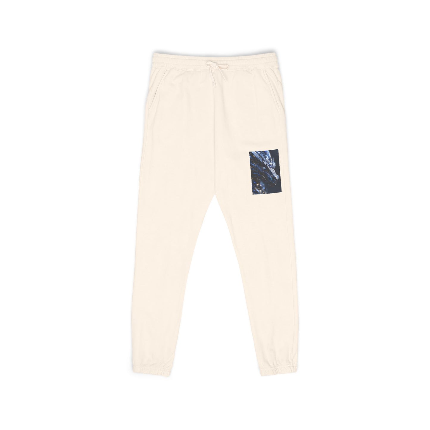 Garment-Dyed Fleece Sweatpants — Dark Olive Joggers with Blue Marble Pocket