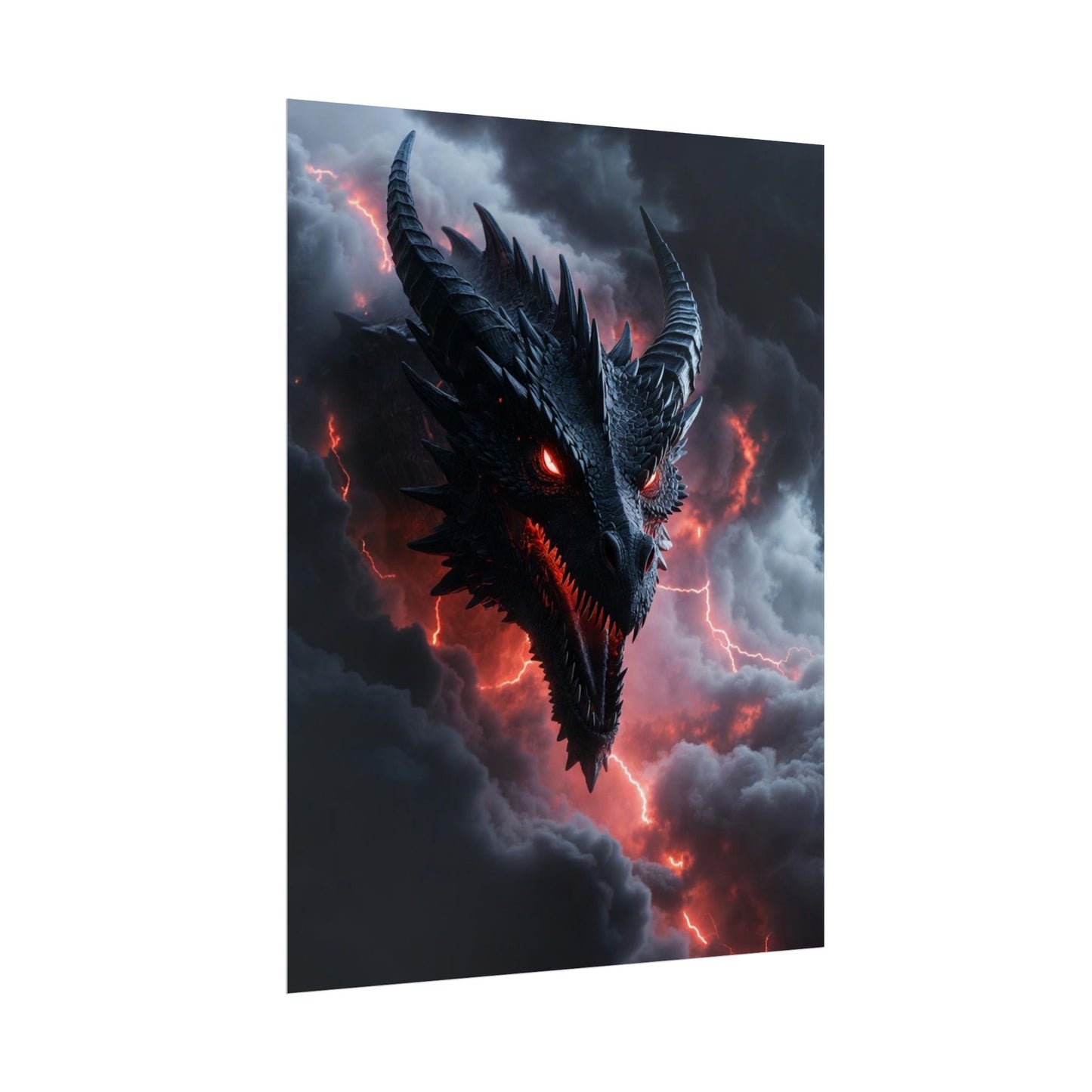 Dragon Storm Rolled Poster — Dark Fantasy Dragon Wall Art