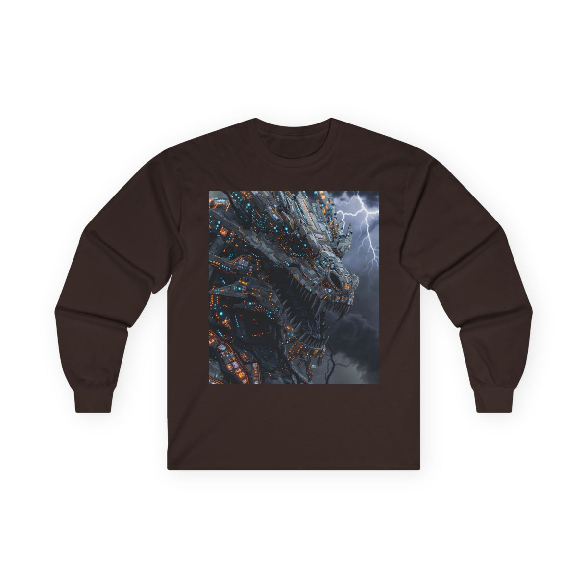 A Long Sleeve Tee — Moody Ocean Cliff Photo Pocket Print