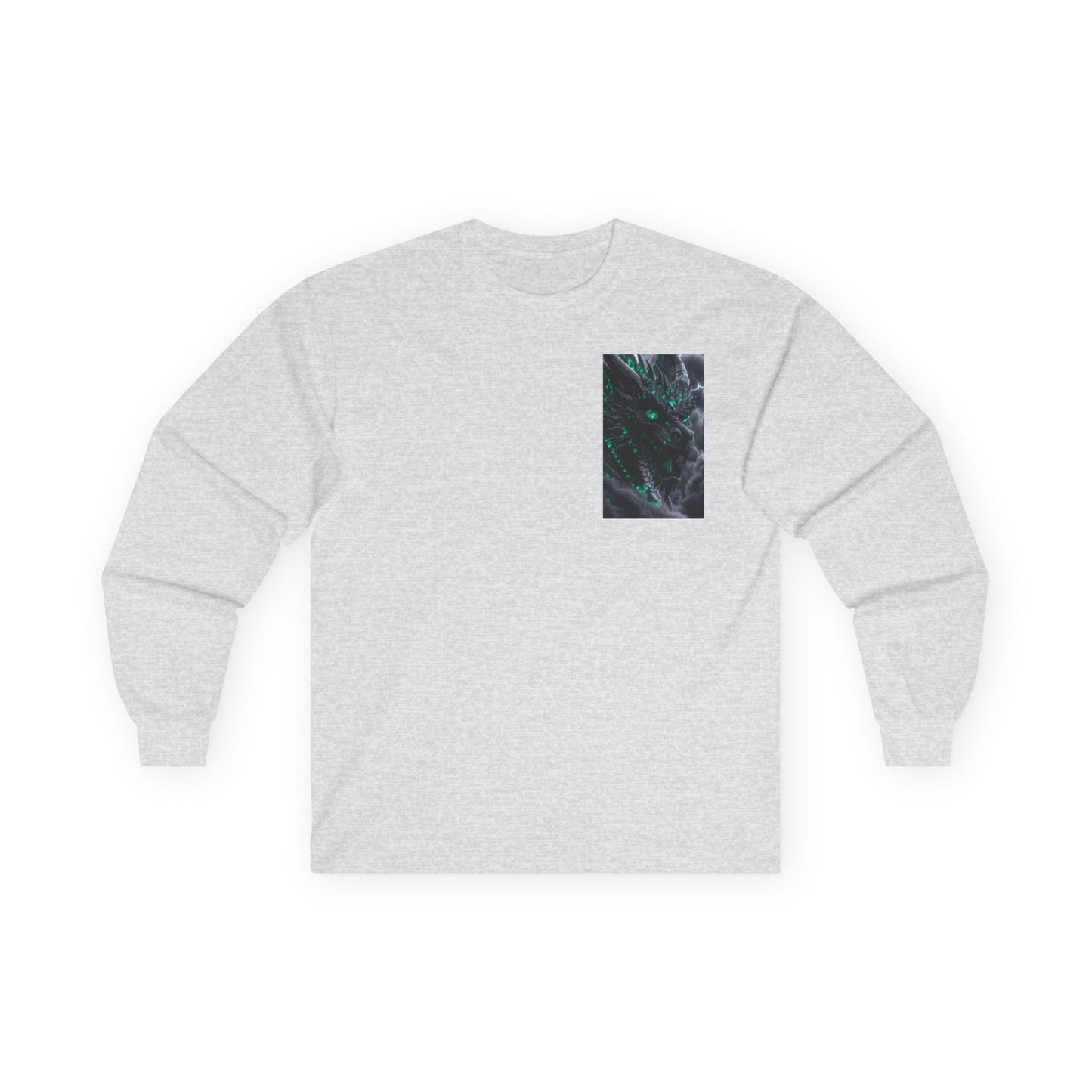 Long Sleeve Tee — Abstract Emerald Marble Pocket Design