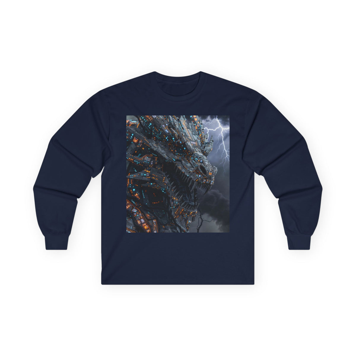 A Long Sleeve Tee — Moody Ocean Cliff Photo Pocket Print