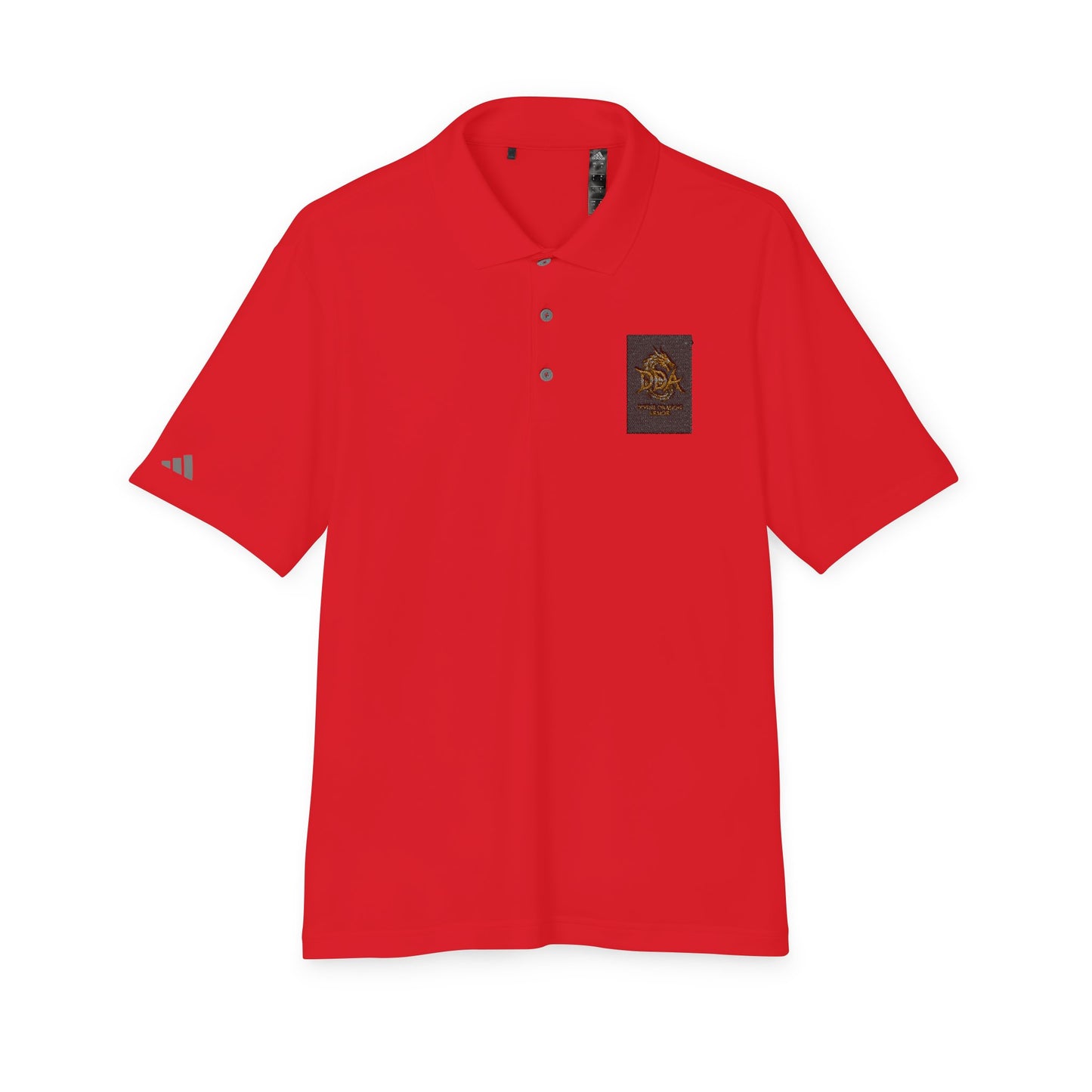 Adidas Performance Polo — Gold Crest Patch Chest Logo