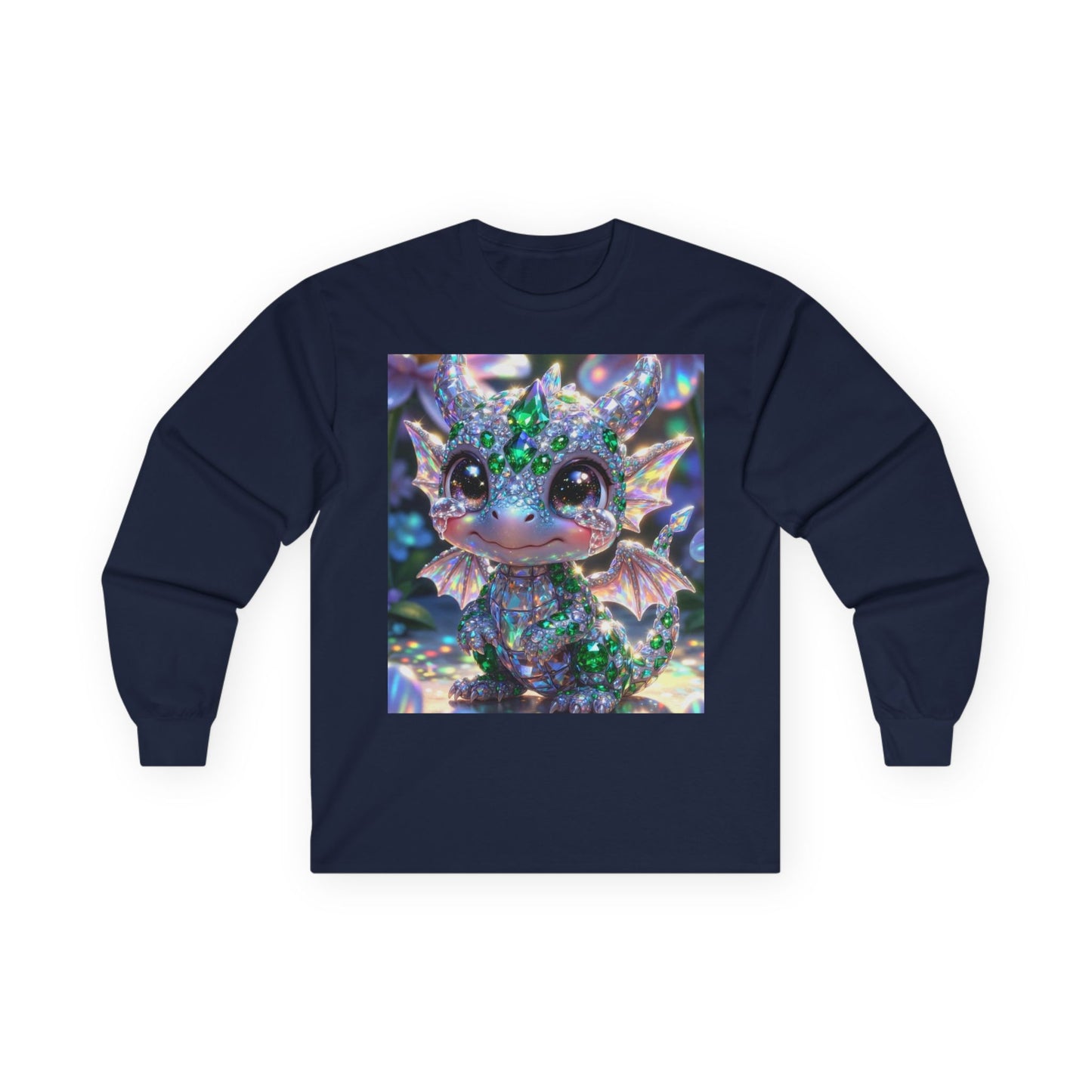 Sparkling Baby Dragon Long Sleeve Tee — Cute Fantasy Creature Shirt