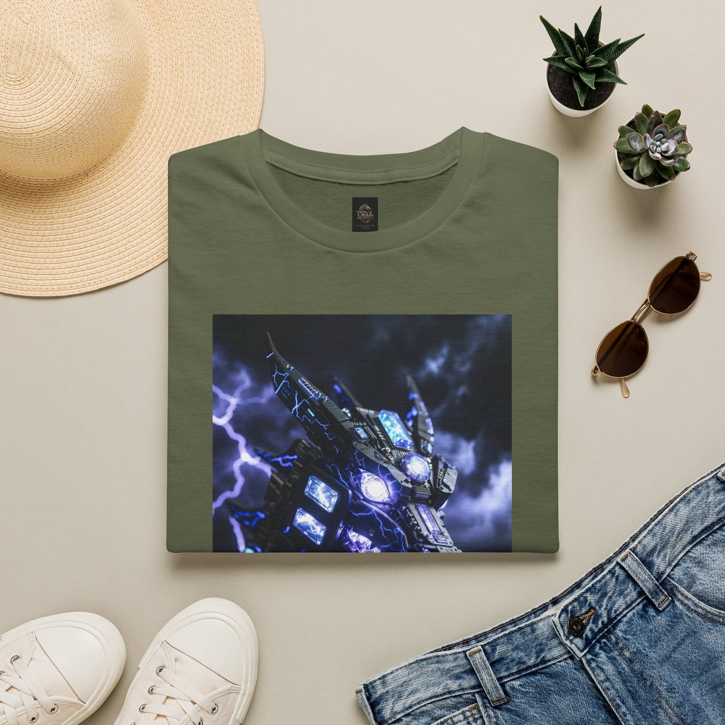 A Dragon Mech Lightning T-Shirt — Cyber Dragon Graphic Tee