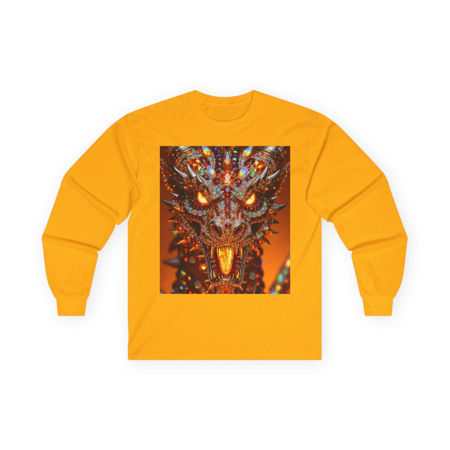 Dragon Portrait Long Sleeve Tee — Fiery Fantasy Monster Art