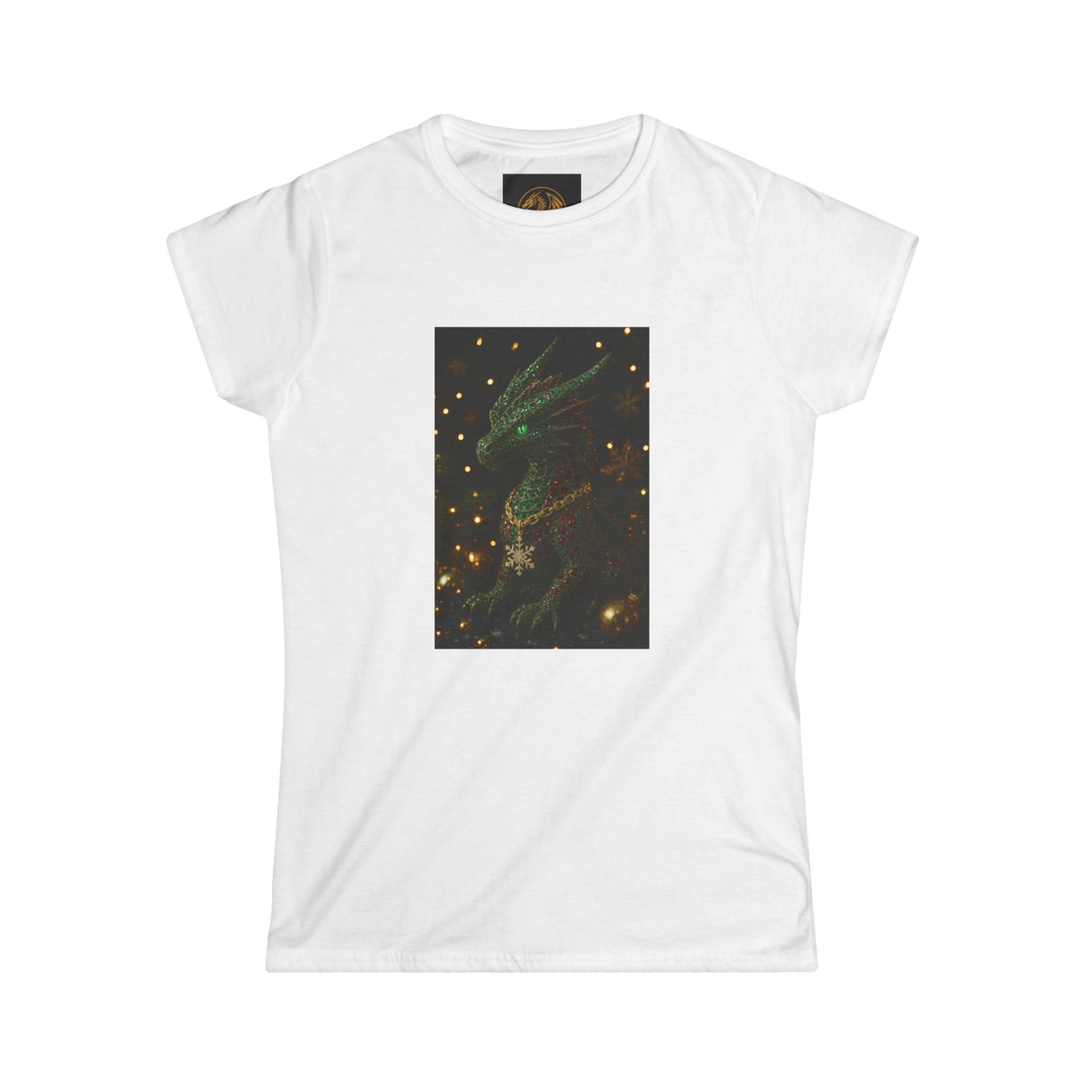 A Magical Christmas Women’s Tee — Emerald Dragon & Stars Graphic Shirt
