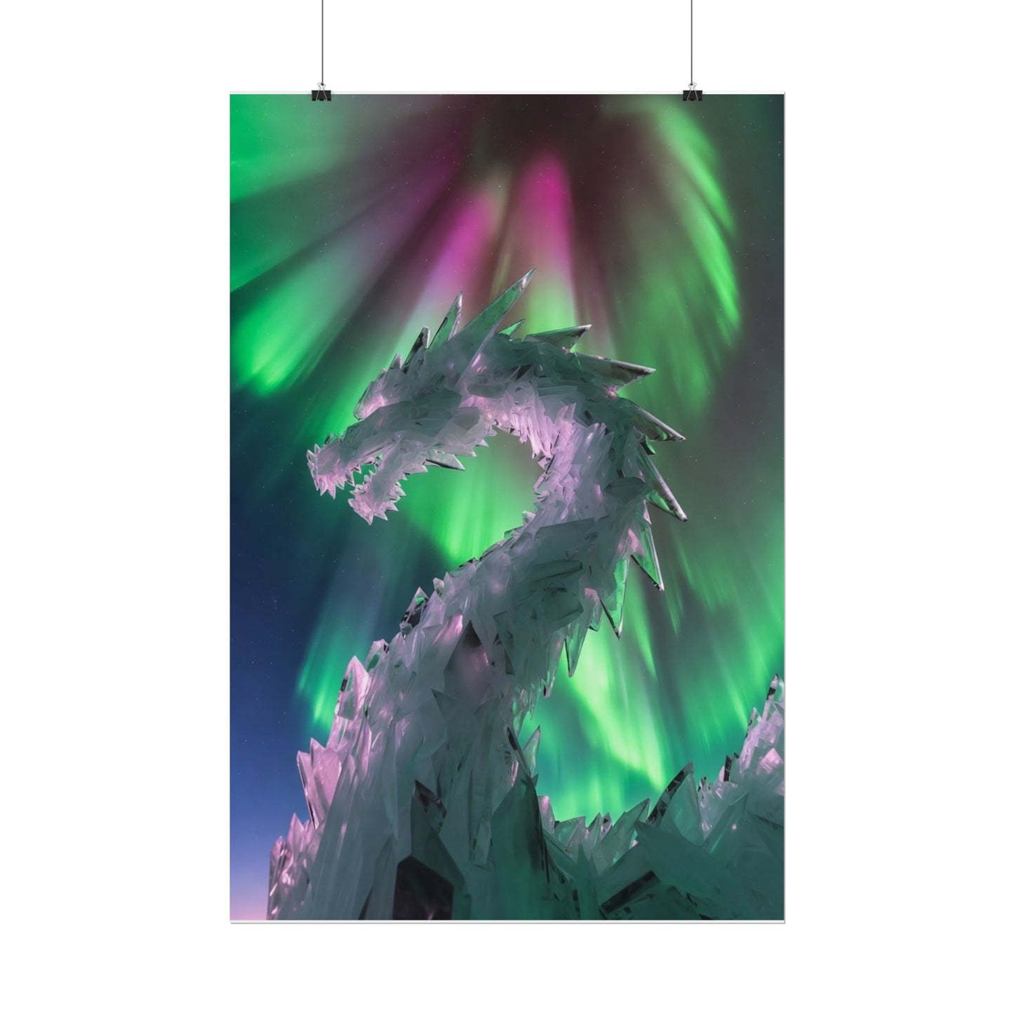 Aurora Ice Dragon Poster — Fantasy Wall Art Rolled Poster