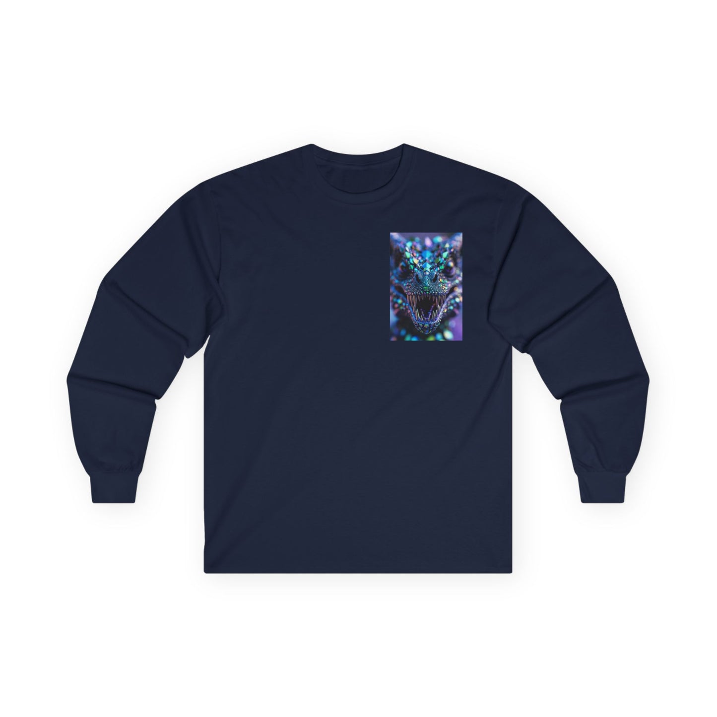 Long Sleeve Tee — Cosmic DRAGON Chest Print | Mystical Galaxy Animal Shirt