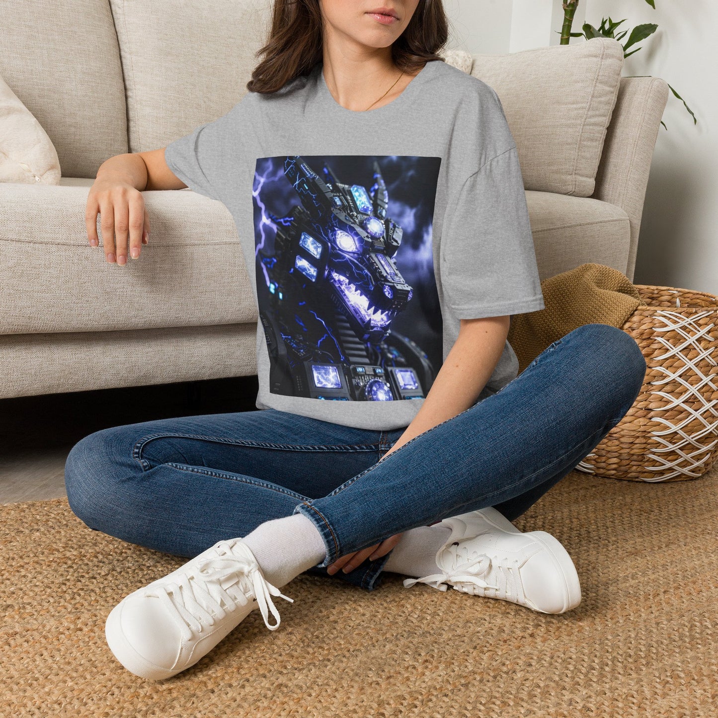 Dragon Mech Lightning T-Shirt — Cyber Dragon Graphic Tee
