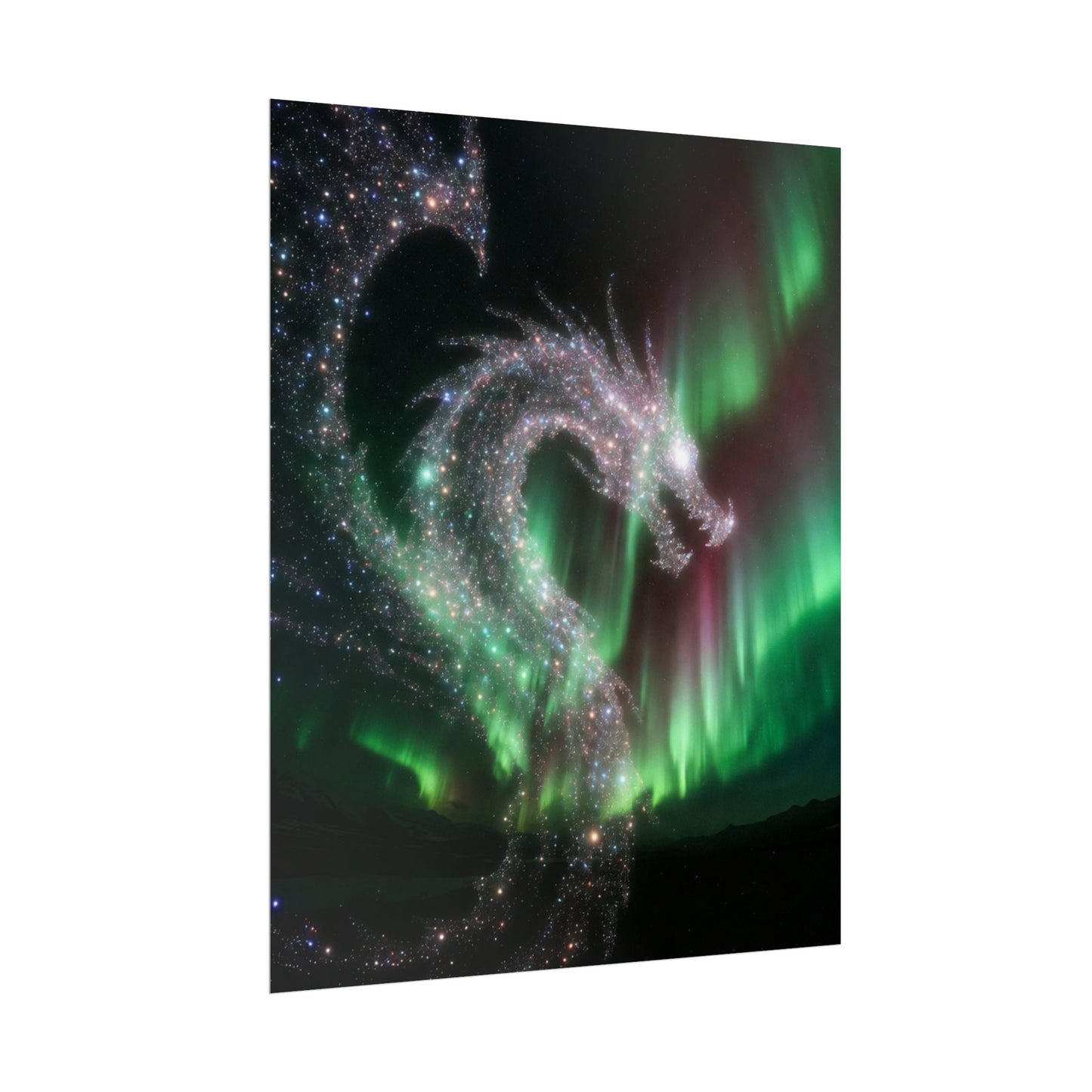 Aurora Dragon Poster — Northern Lights Fantasy Art Print