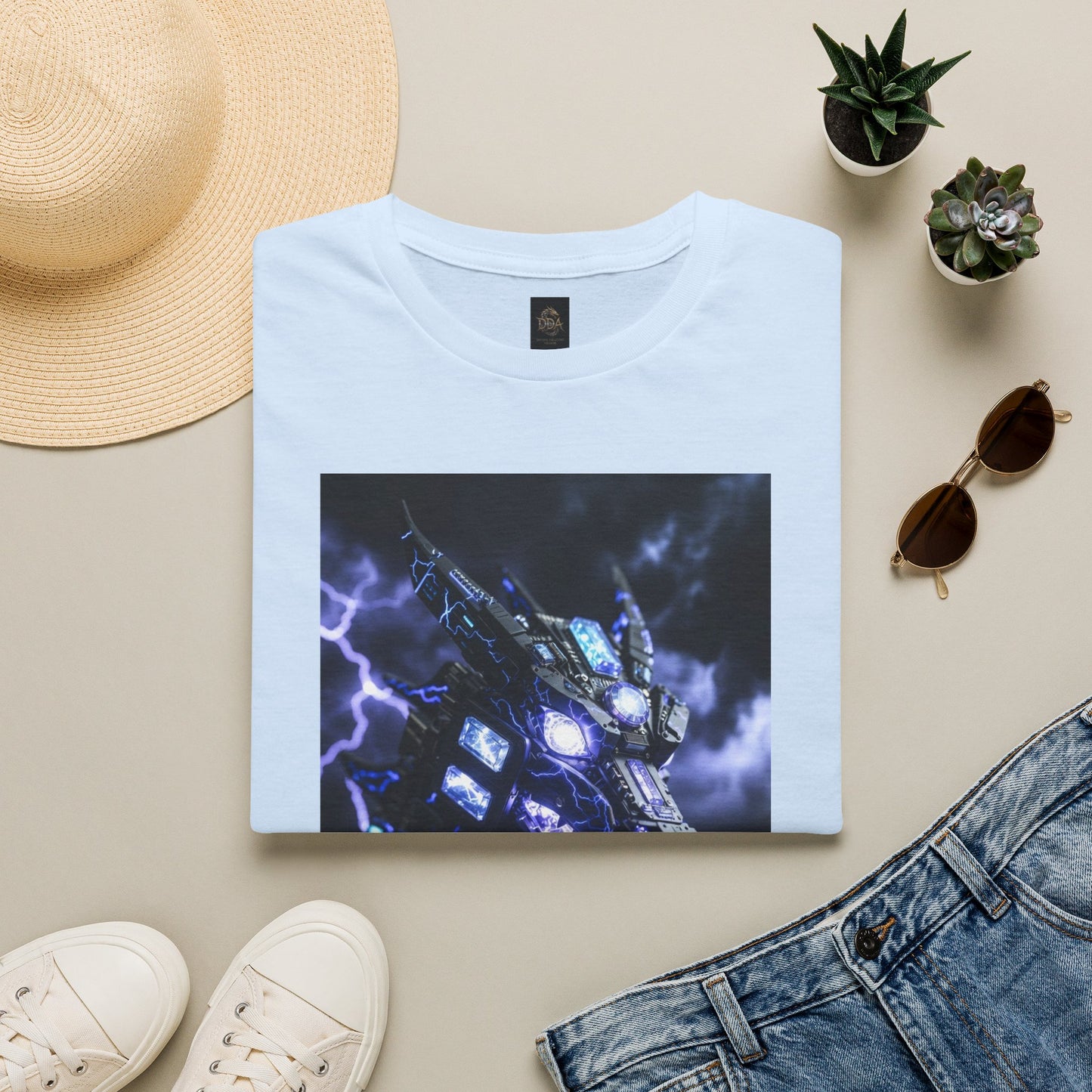 A Dragon Mech Lightning T-Shirt — Cyber Dragon Graphic Tee