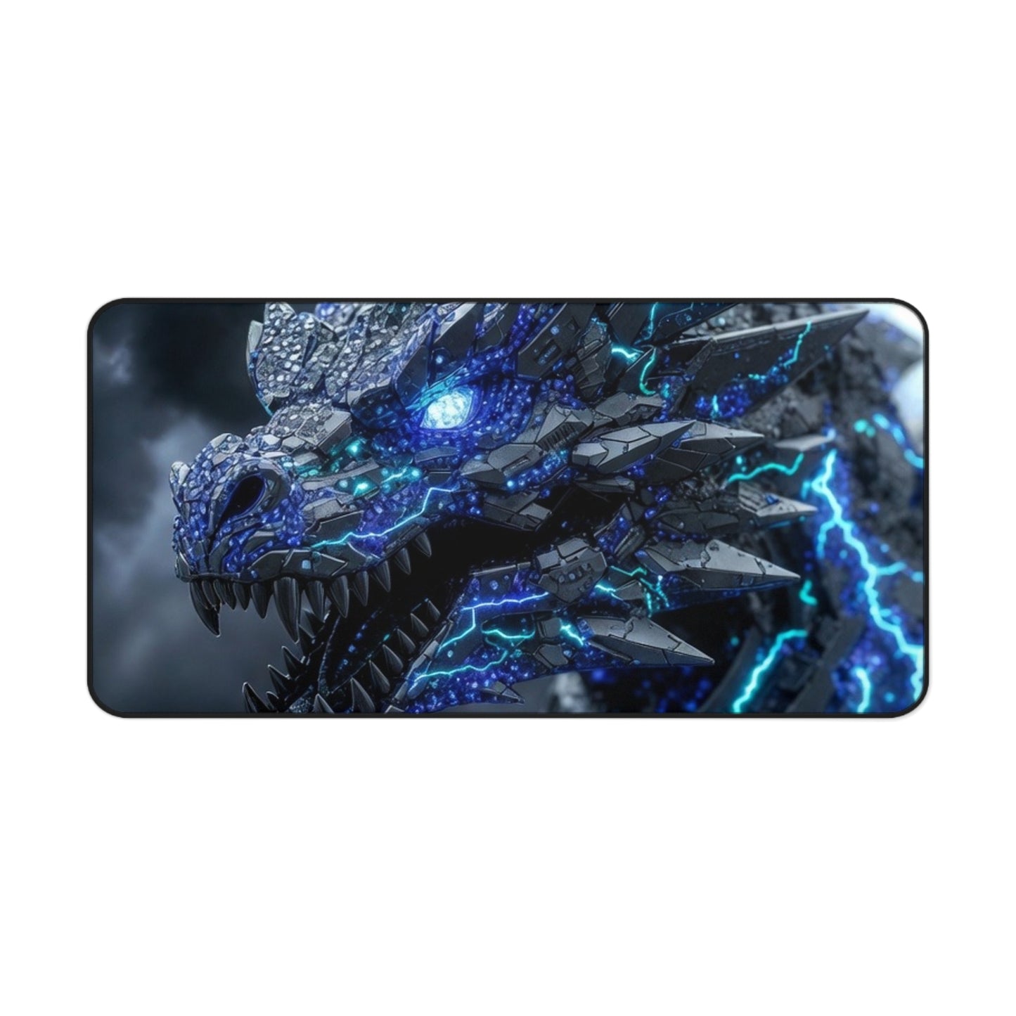 Electric Ice Dragon Desk Mat — Gaming Mouse Pad with Neon Lightning Artwork