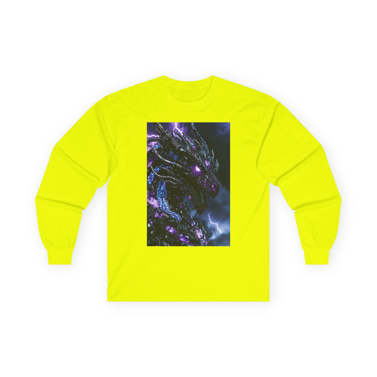 A Cosmic Dragon Pocket Long Sleeve Tee — Neon Galaxy Illustration