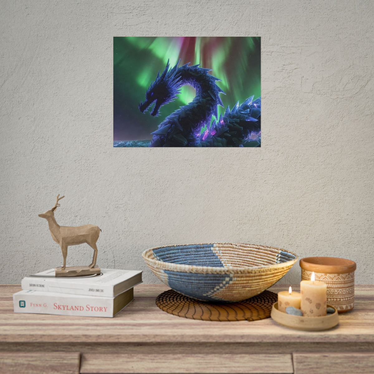 Aurora Crystal Dragon Poster — Fantasy Wall Art Print