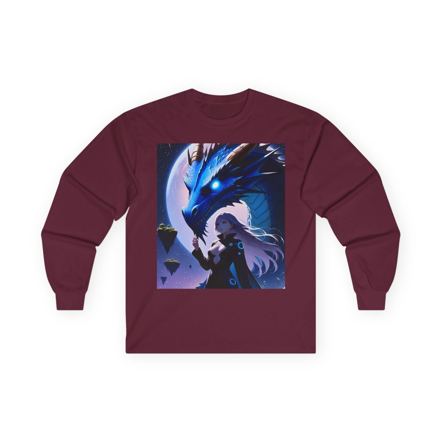 Dragon Whisperer Long Sleeve Tee — Fantasy Blue Dragon Illustration