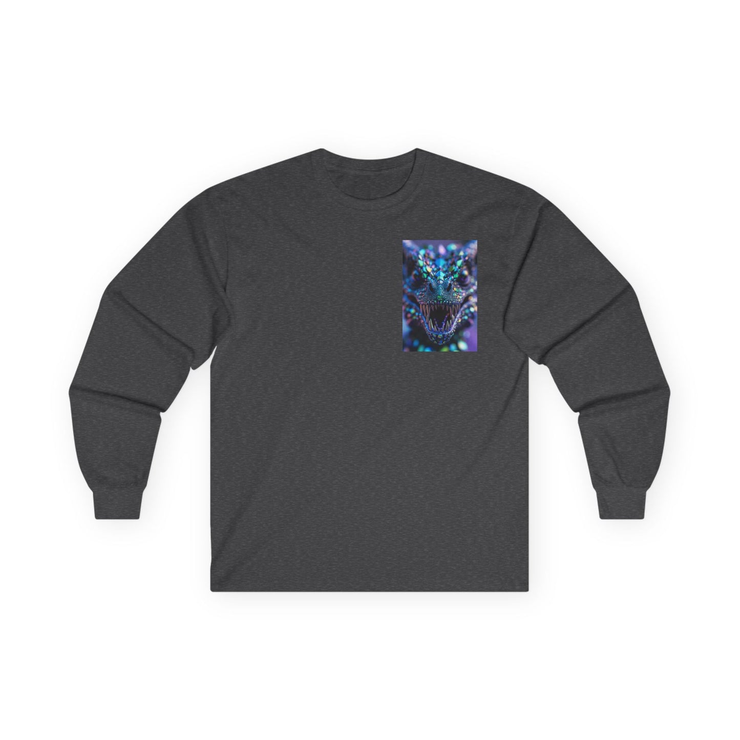 Long Sleeve Tee — Cosmic DRAGON Chest Print | Mystical Galaxy Animal Shirt
