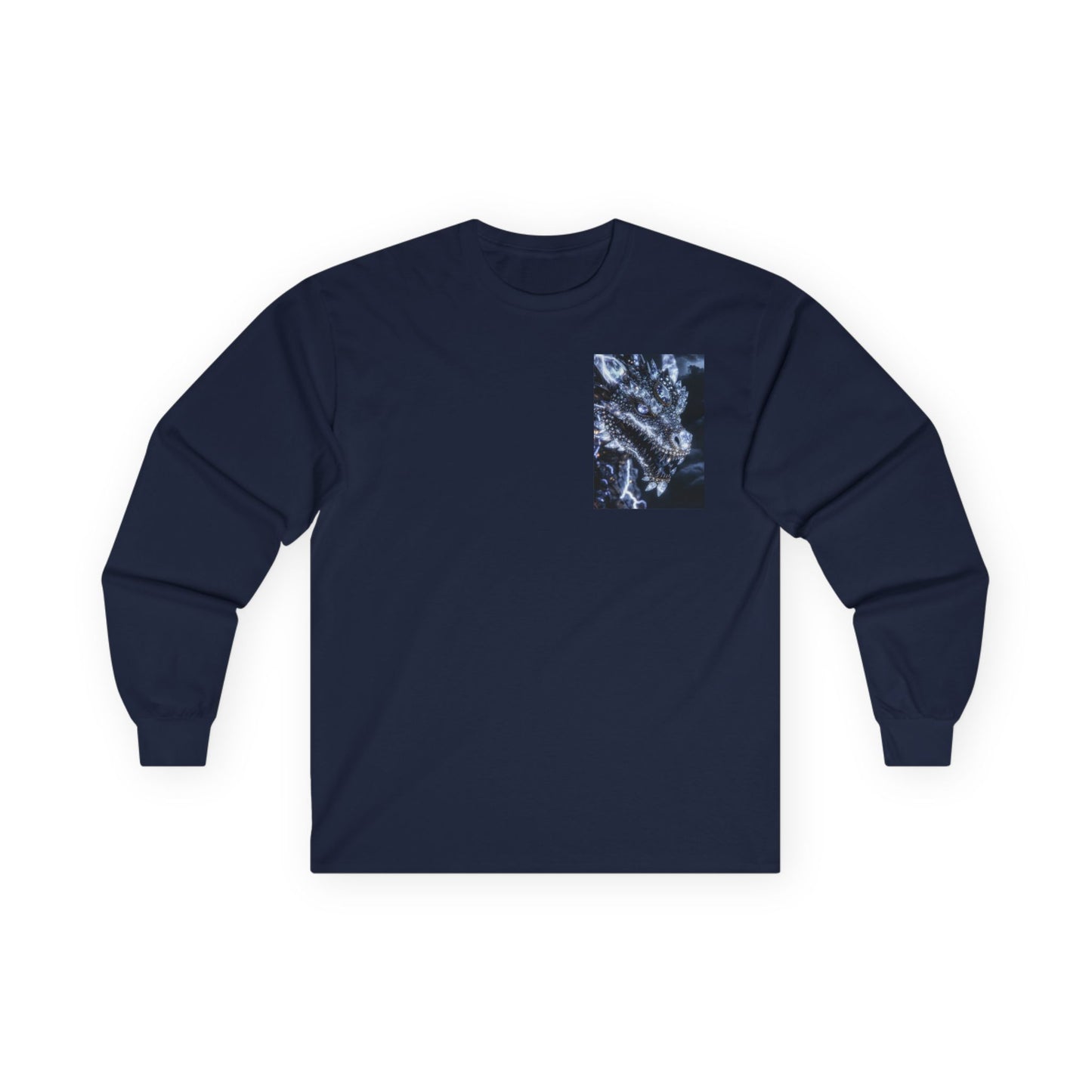 Long Sleeve Tee — Abstract Blue Marble Pocket Art