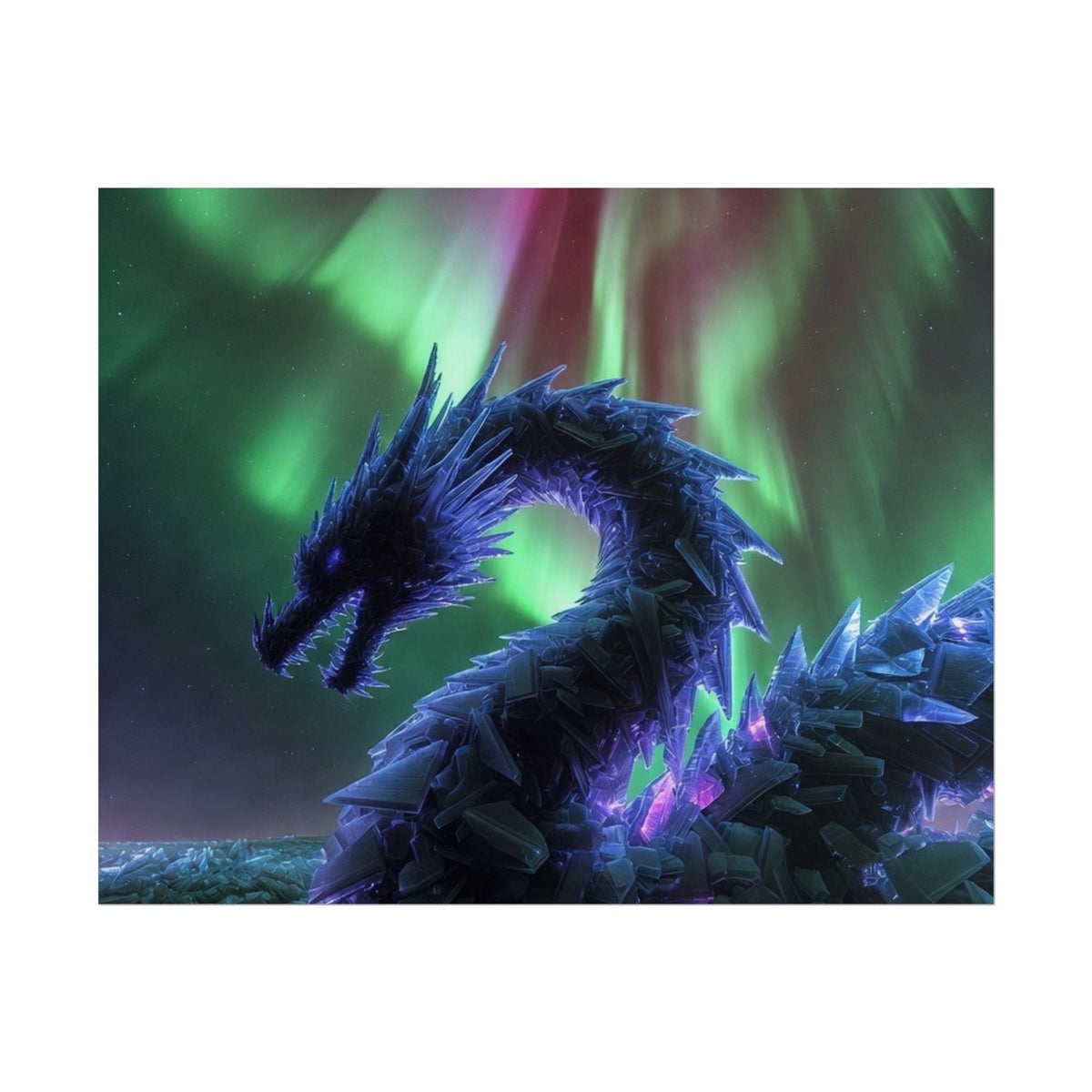 Aurora Crystal Dragon Poster — Fantasy Wall Art Print