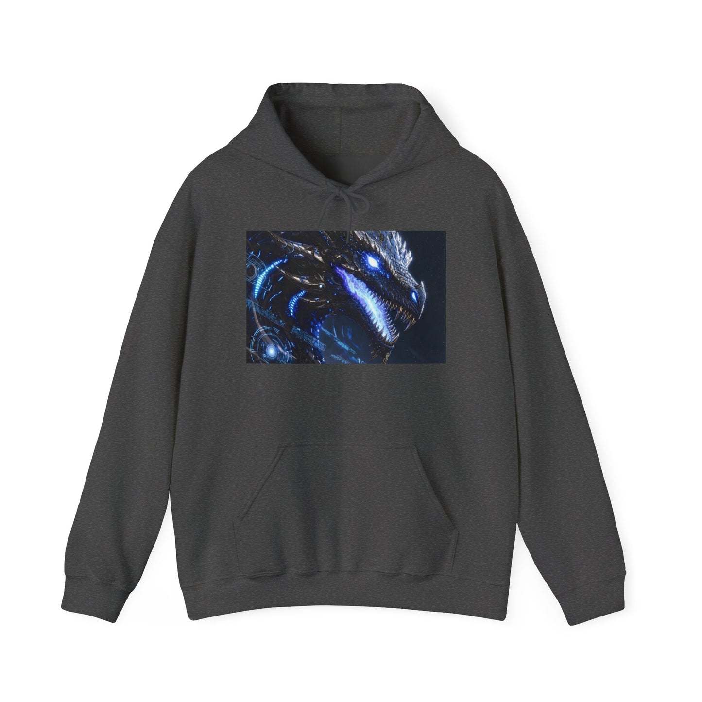 Blue Dragon Hoodie – Neon Fantasy Dragon Face Pullover
