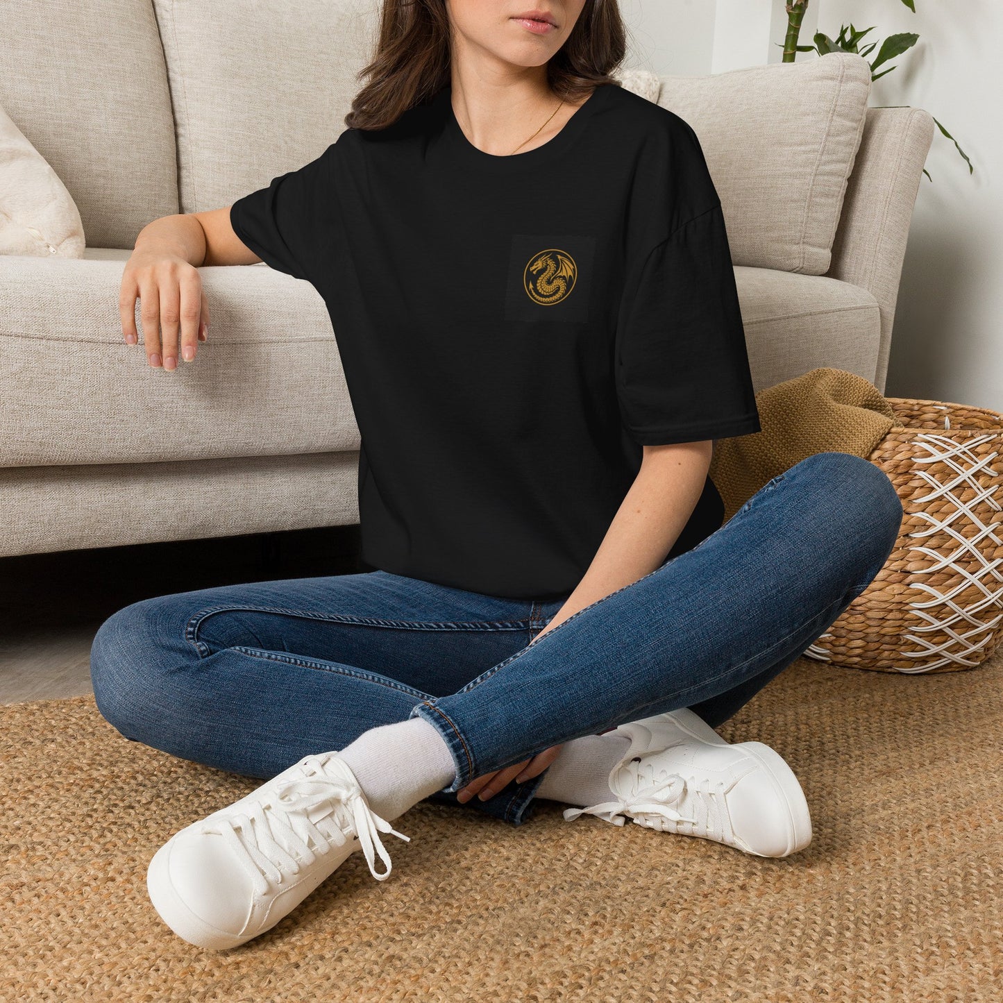A # 1 Selling Divine Dragon Armor Pocket T-Shirt — Vintage Gold Emblem Tee