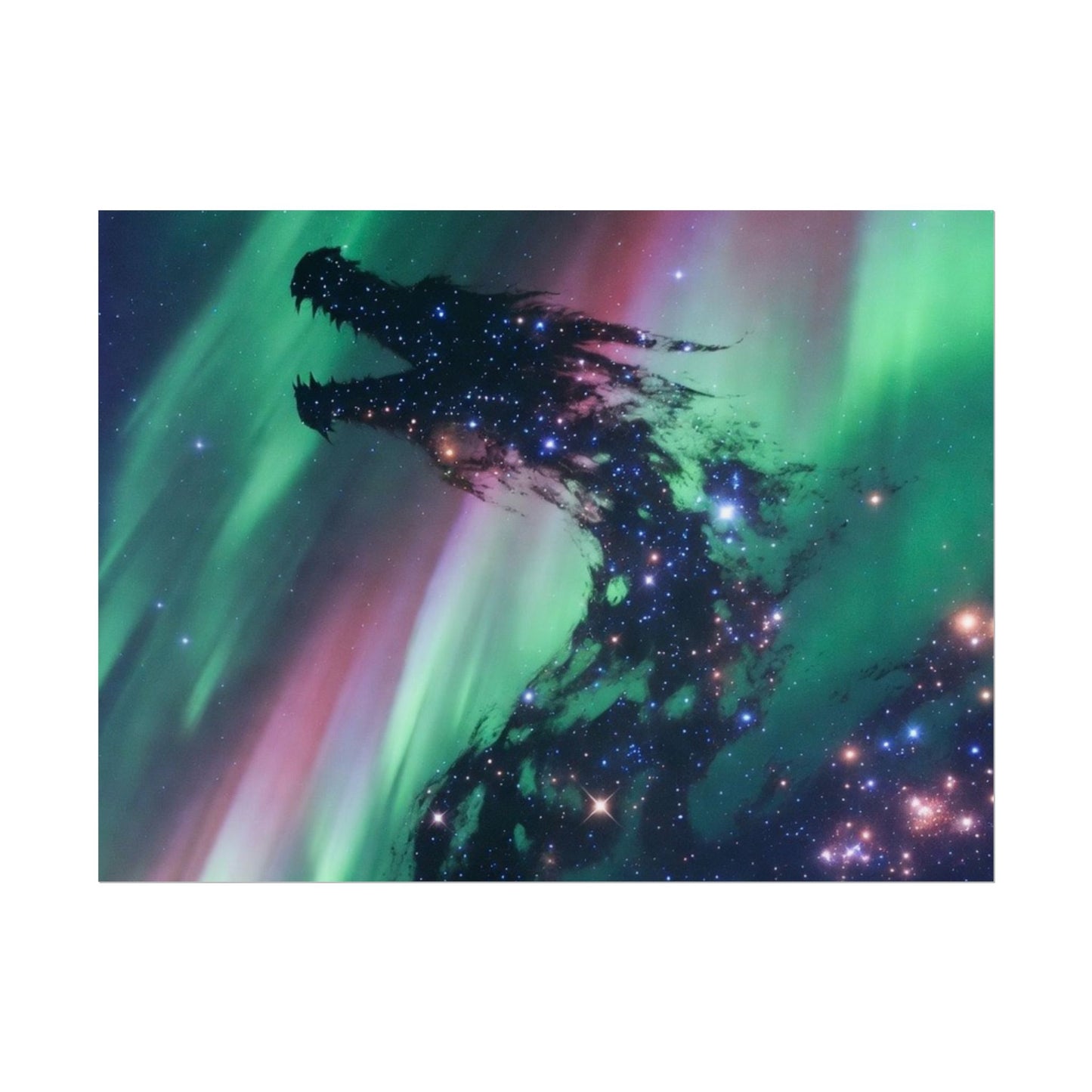 Aurora Dragon Poster — Cosmic Northern Lights Wall Art (Rolled Poster)