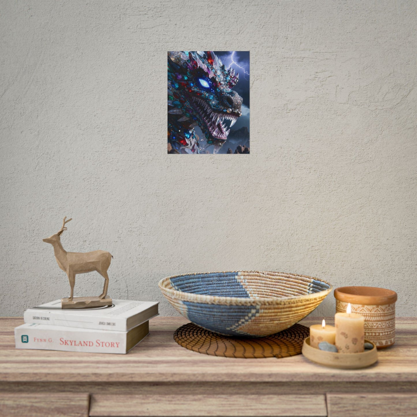 Dragon Crystal Poster — Fantasy Gem-Encrusted Dragon Wall Art (Rolled Poster)