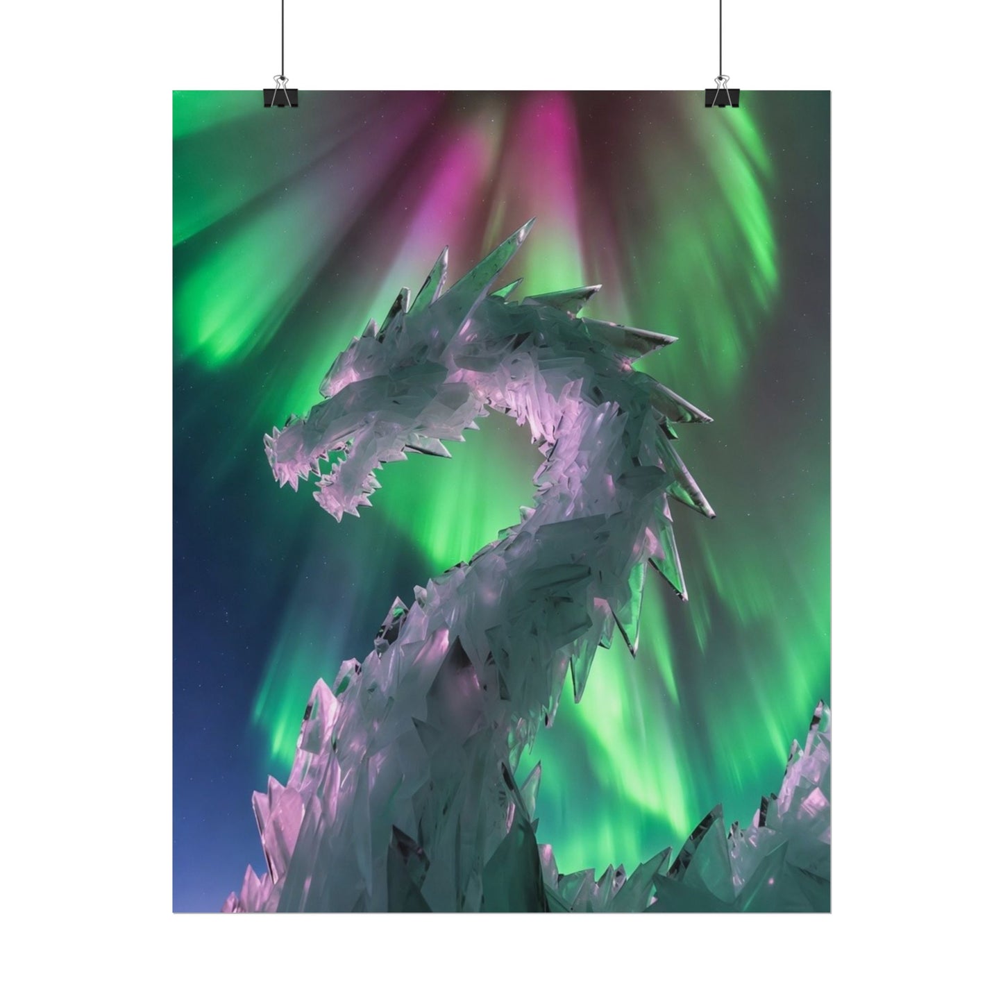 Aurora Ice Dragon Poster — Fantasy Wall Art Rolled Poster