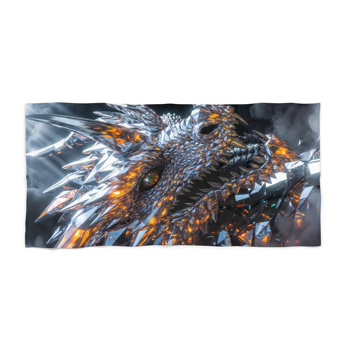 Dragon Scales Beach Towel — Metallic Crystal Dragon Art