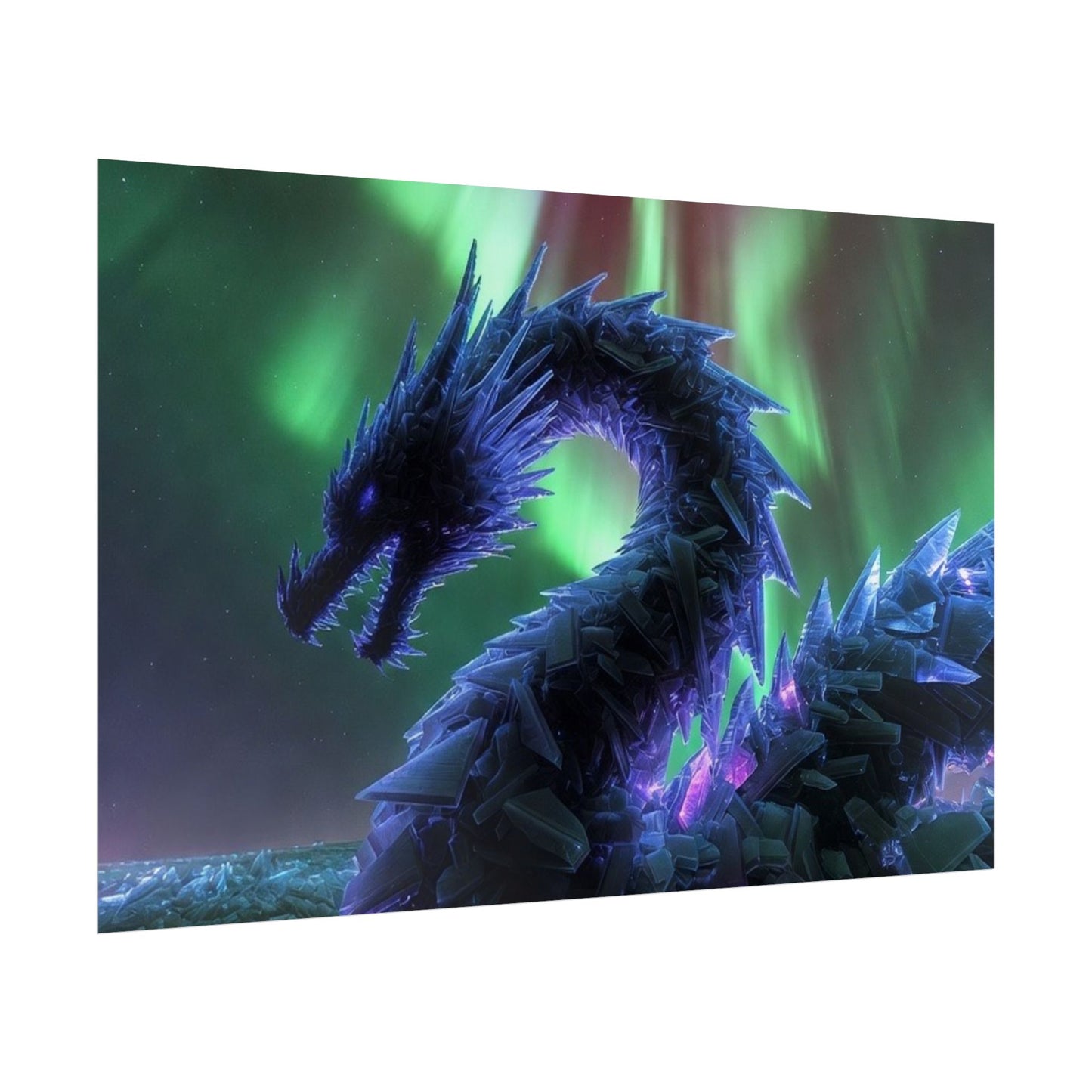 Aurora Crystal Dragon Poster — Fantasy Wall Art Print