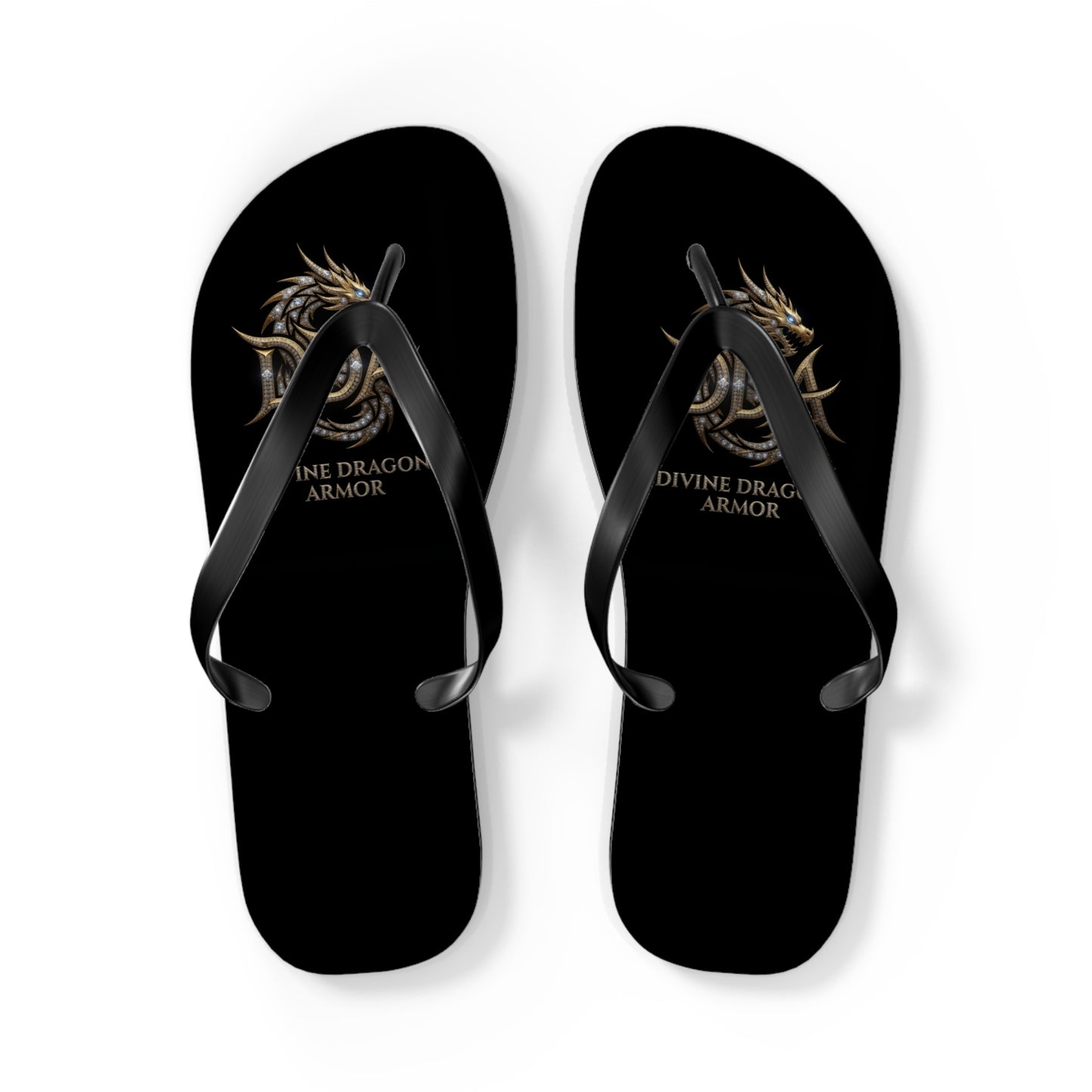 Dragon Armor Flip Flops – Black Fantasy Shield Beach Sandals