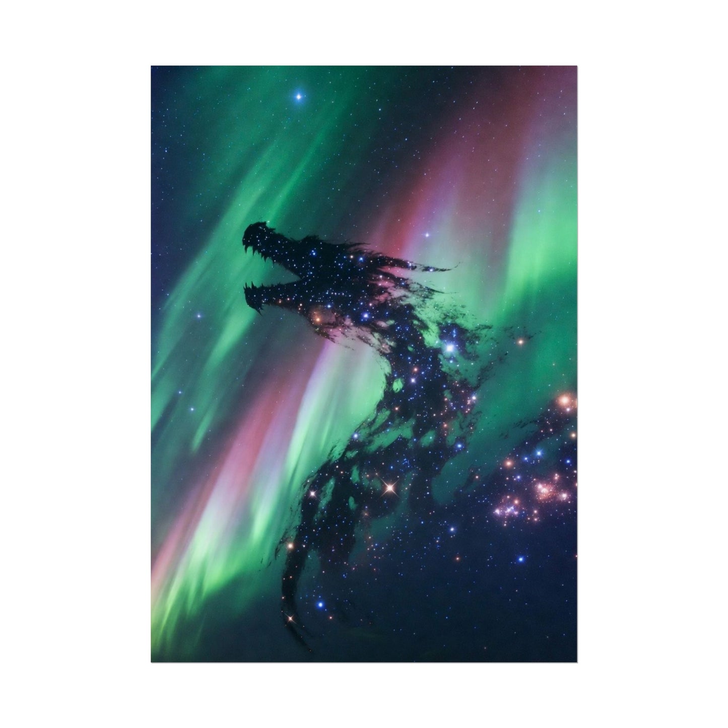 Aurora Dragon Poster — Cosmic Northern Lights Wall Art (Rolled Poster)