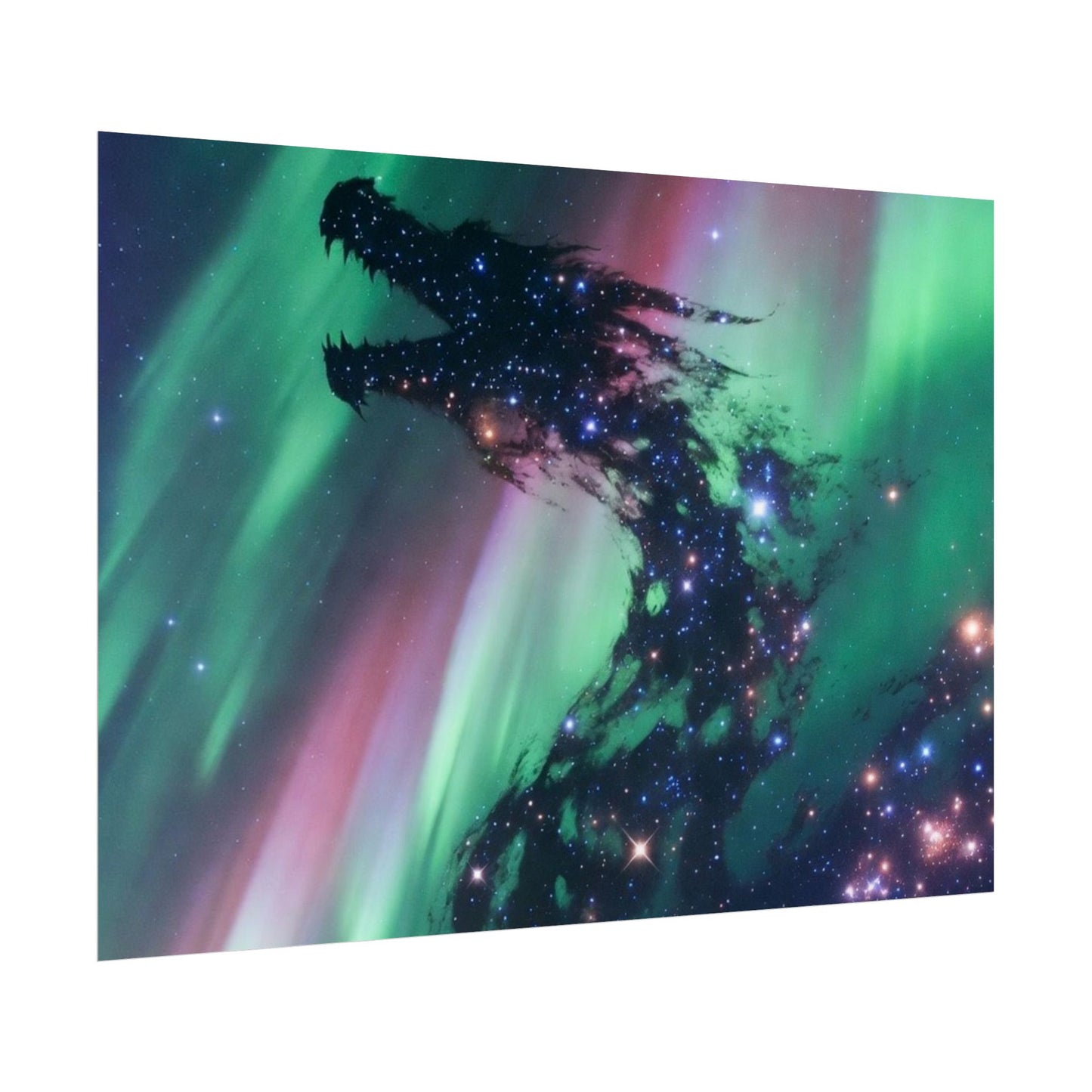 Aurora Dragon Poster — Cosmic Northern Lights Wall Art (Rolled Poster)