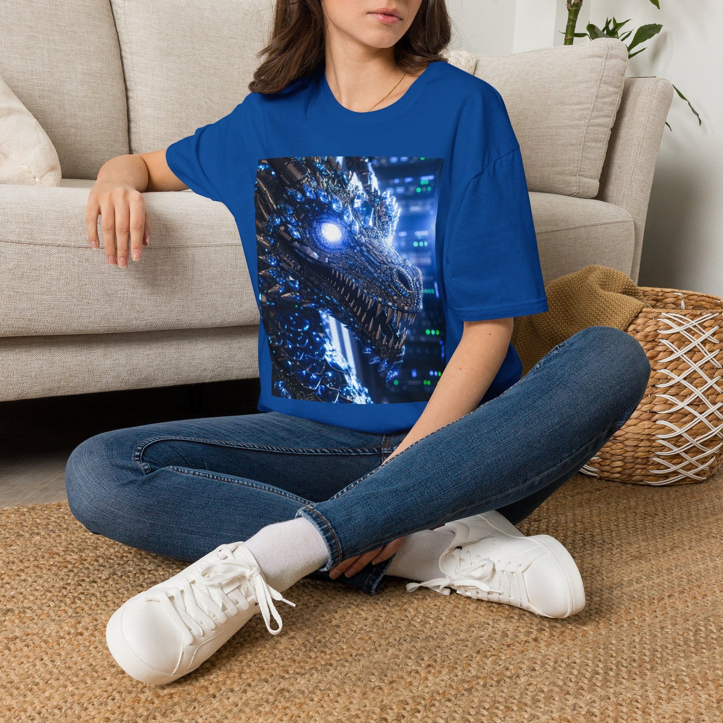 A Cyber Dragon Graphic T-Shirt — Futuristic Neon Dragon Design