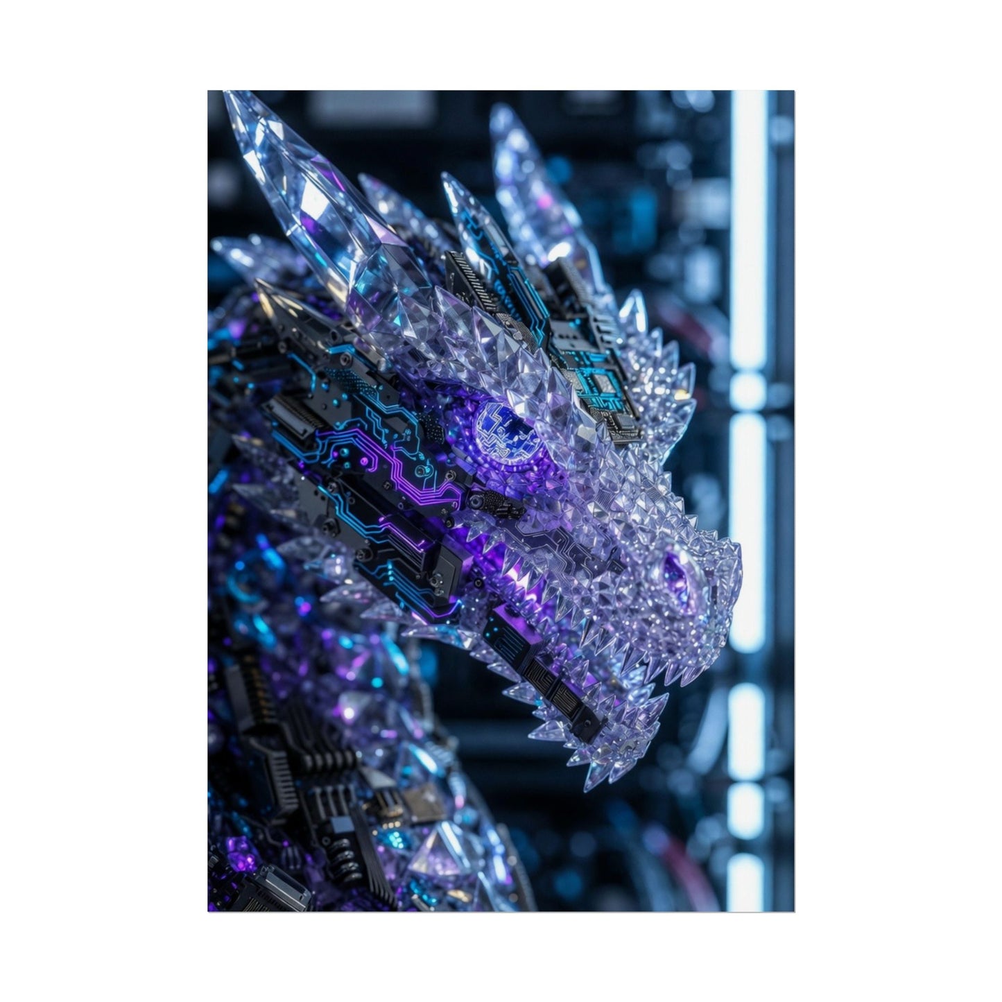 Rolled Poster — Cyber Crystal Dragon Art Print