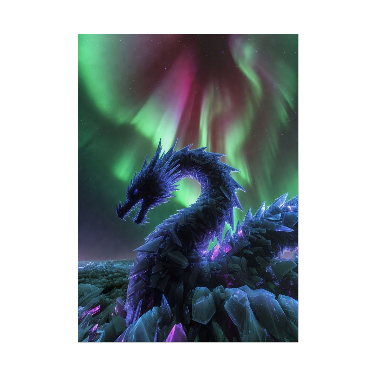 Aurora Crystal Dragon Poster — Fantasy Wall Art Print