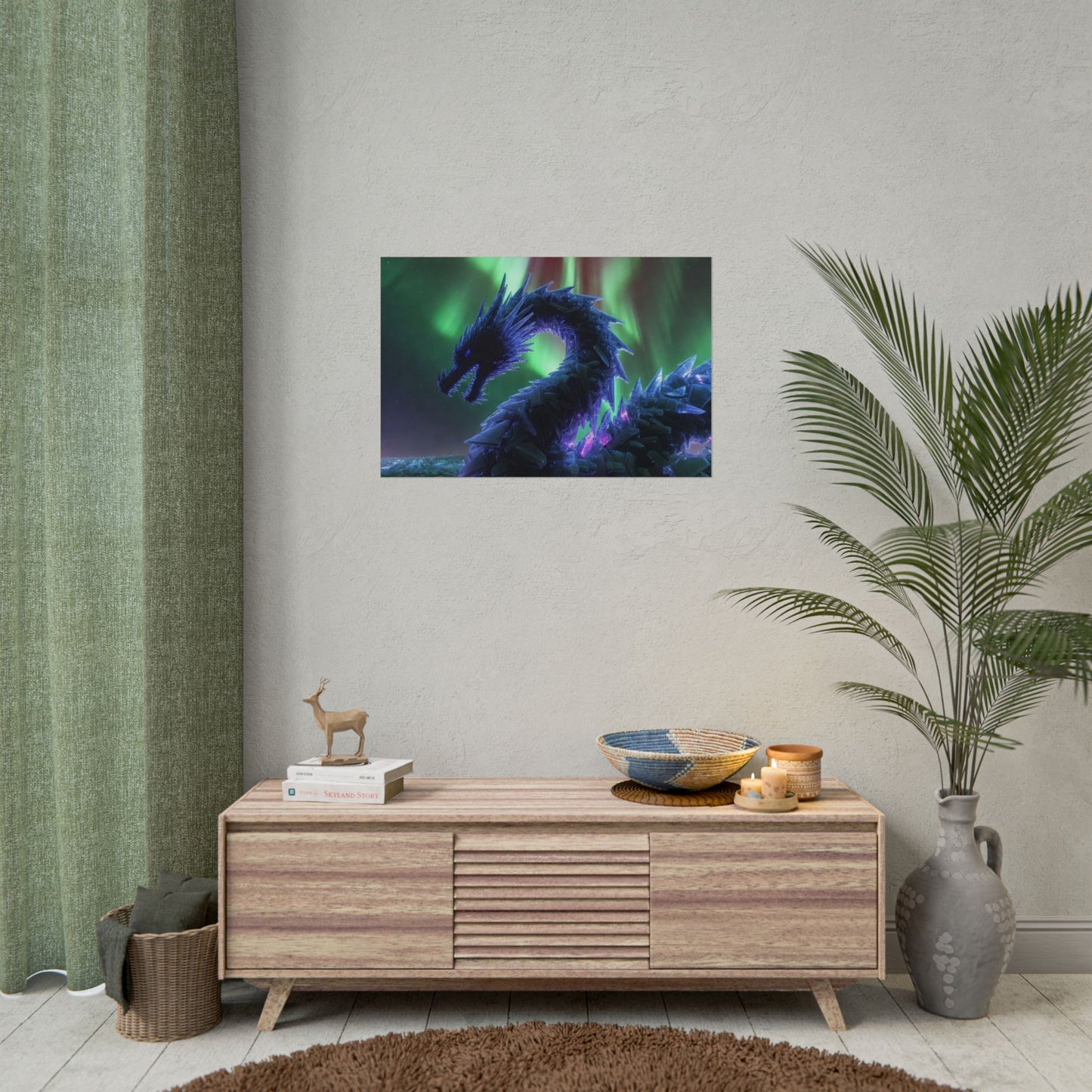 Aurora Crystal Dragon Poster — Fantasy Wall Art Print