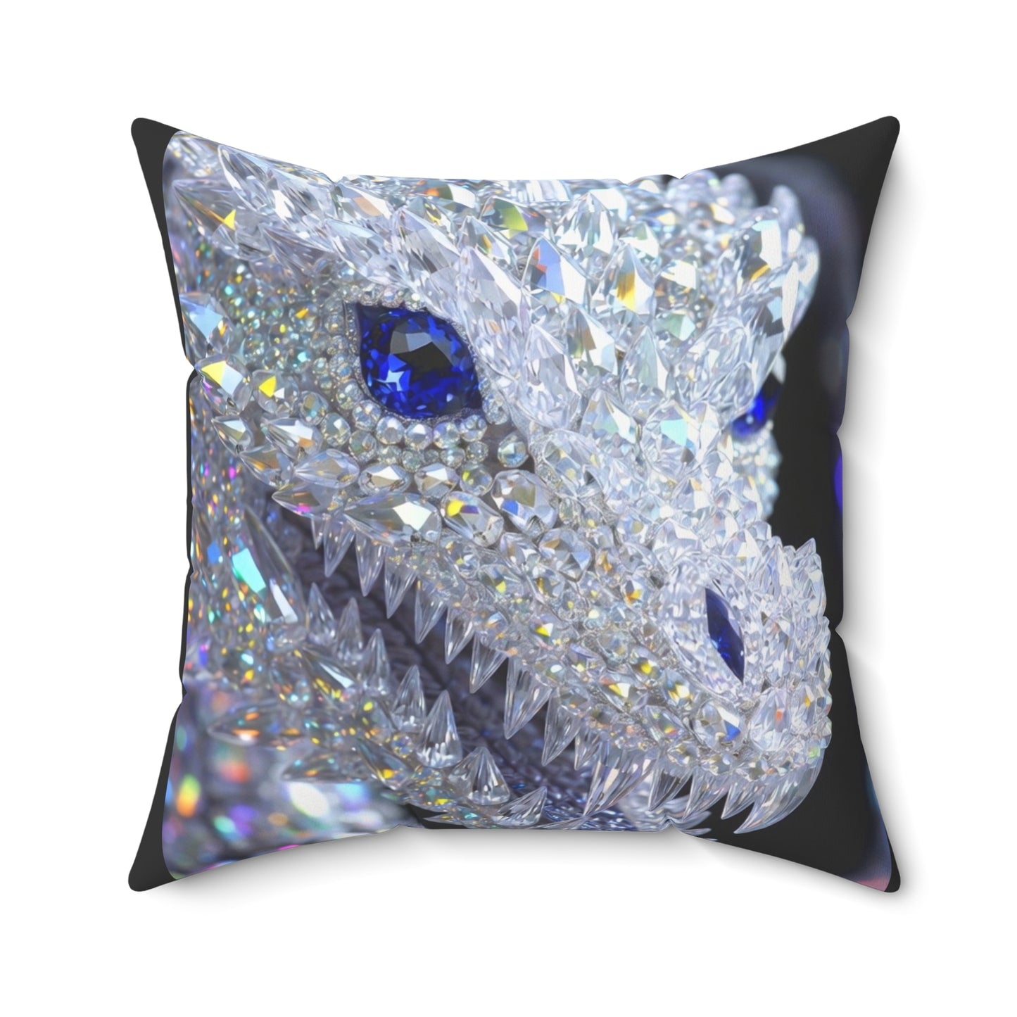 Crystal Dragon Decorative Pillow — Sparkling Gemstone Fantasy Throw Cushion