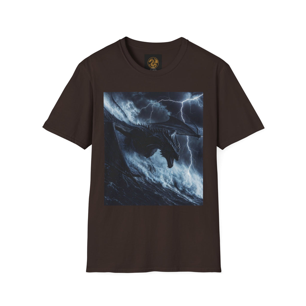 A Stormy Oceanic Dragon T-Shirt — Dark Ocean Lightning Graphic Tee